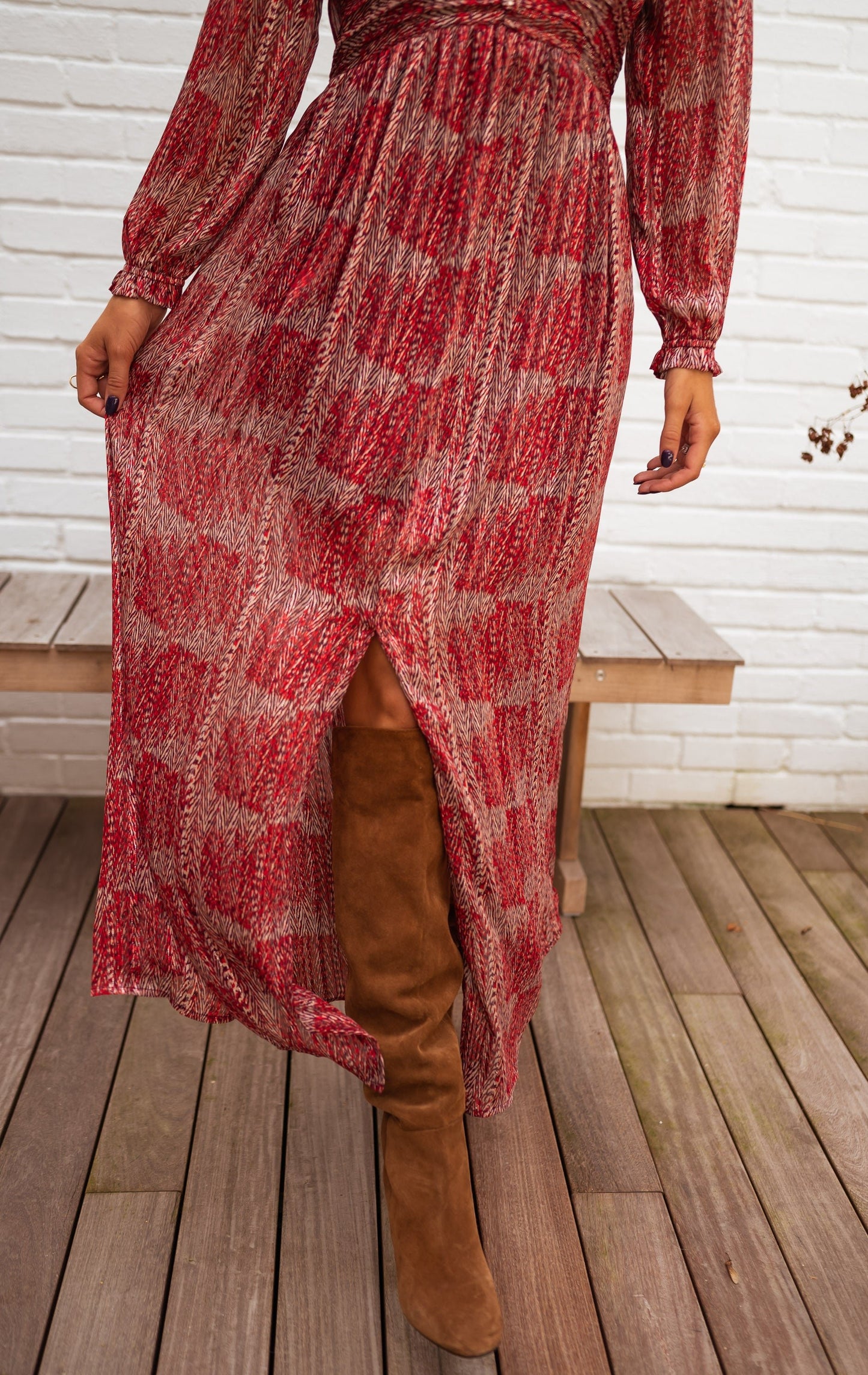 Red Patterned Stacy Dress