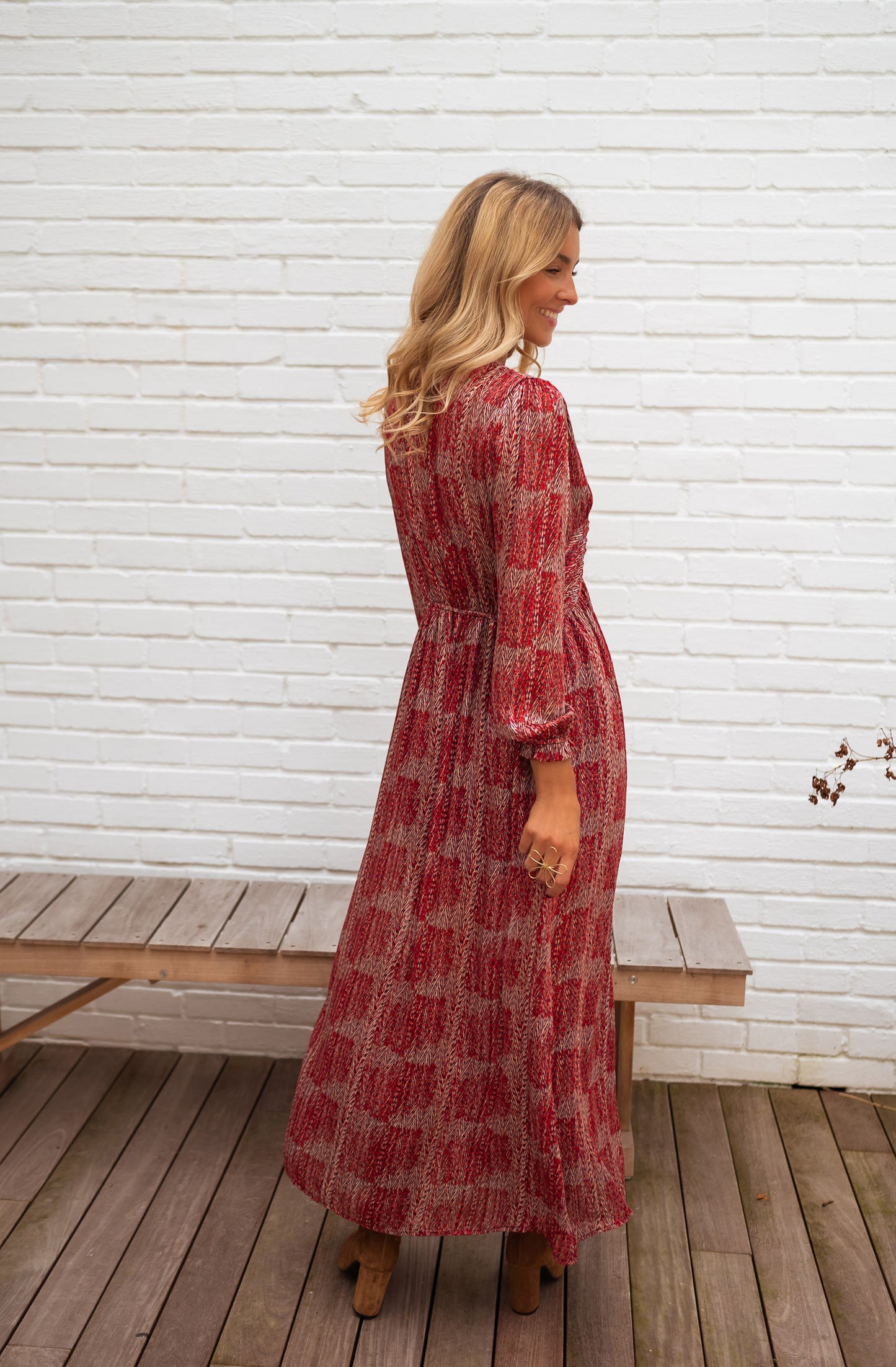 Red Patterned Stacy Dress