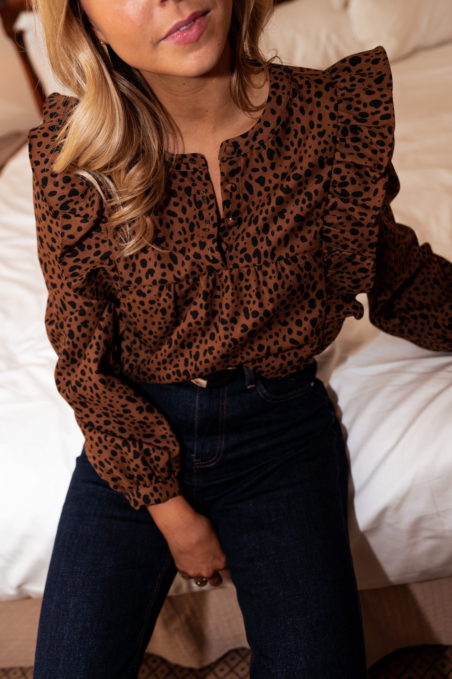 Brick Neyla Leopard Print Blouse