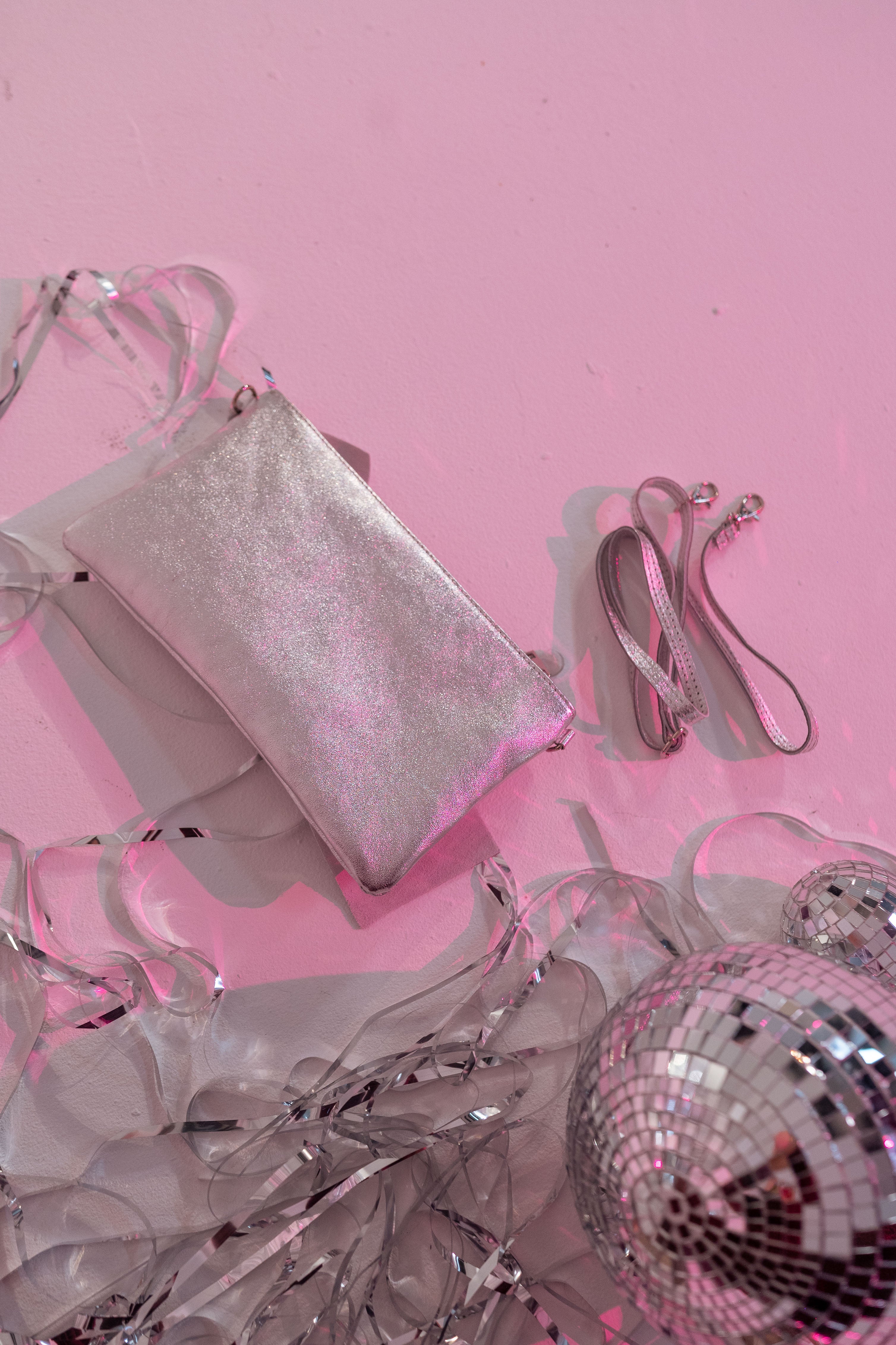 Silvery Amil Pouch