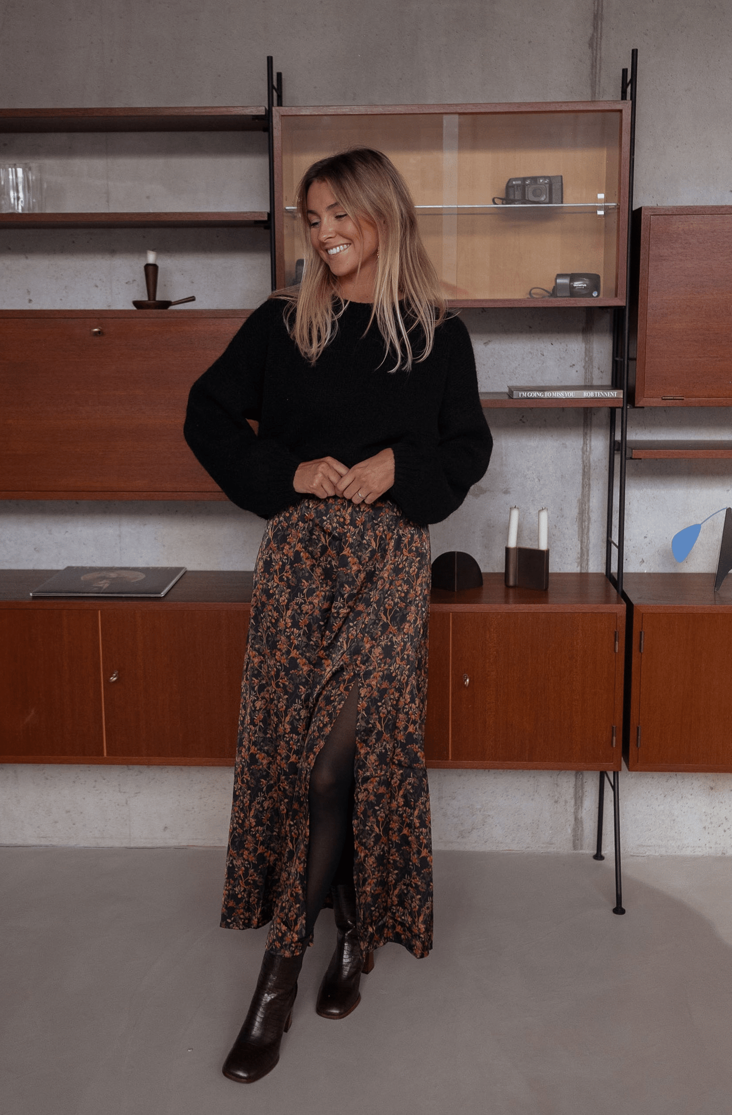 Black Bridget Floral Skirt