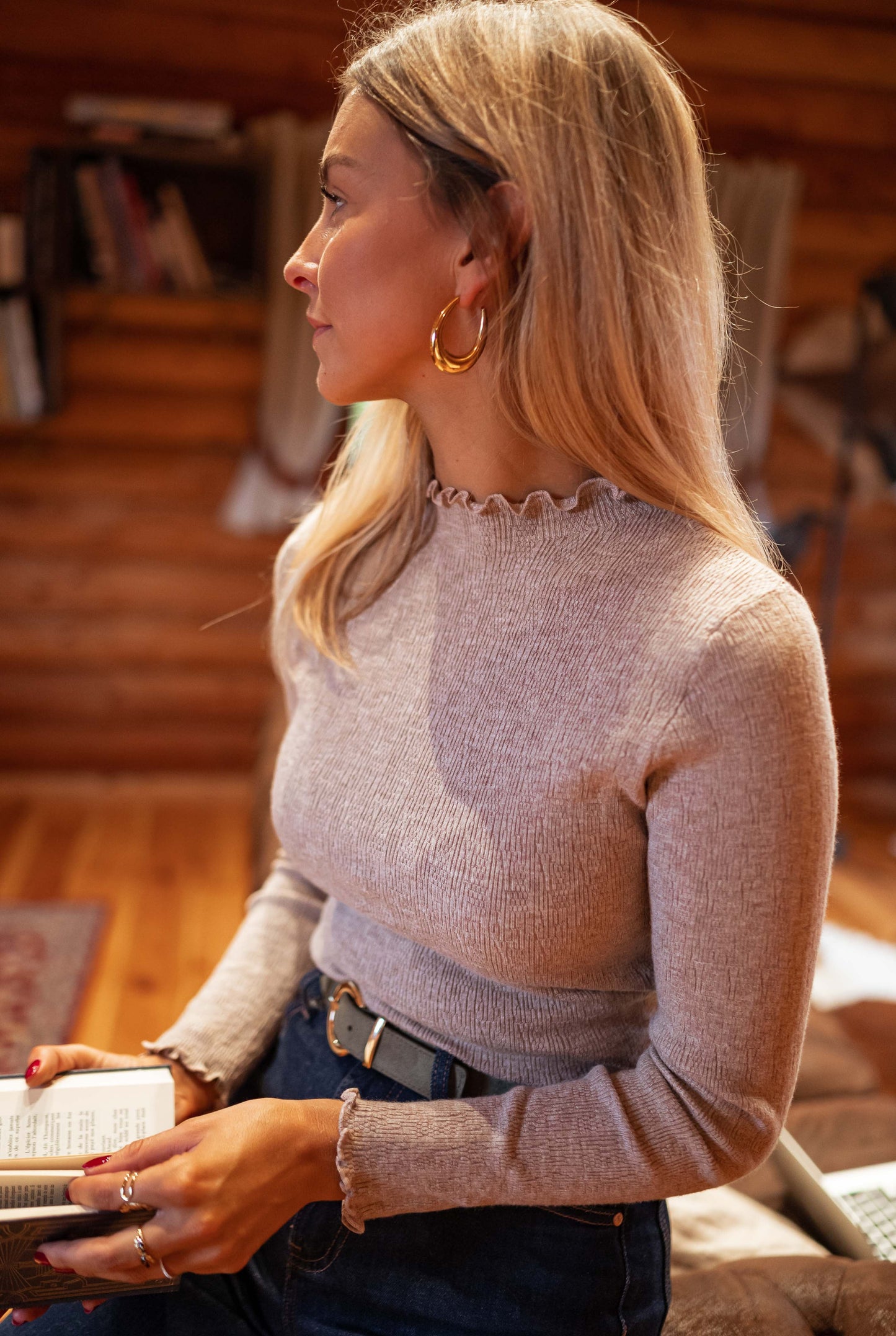 Beige Thin Dina Sweater - Main Image