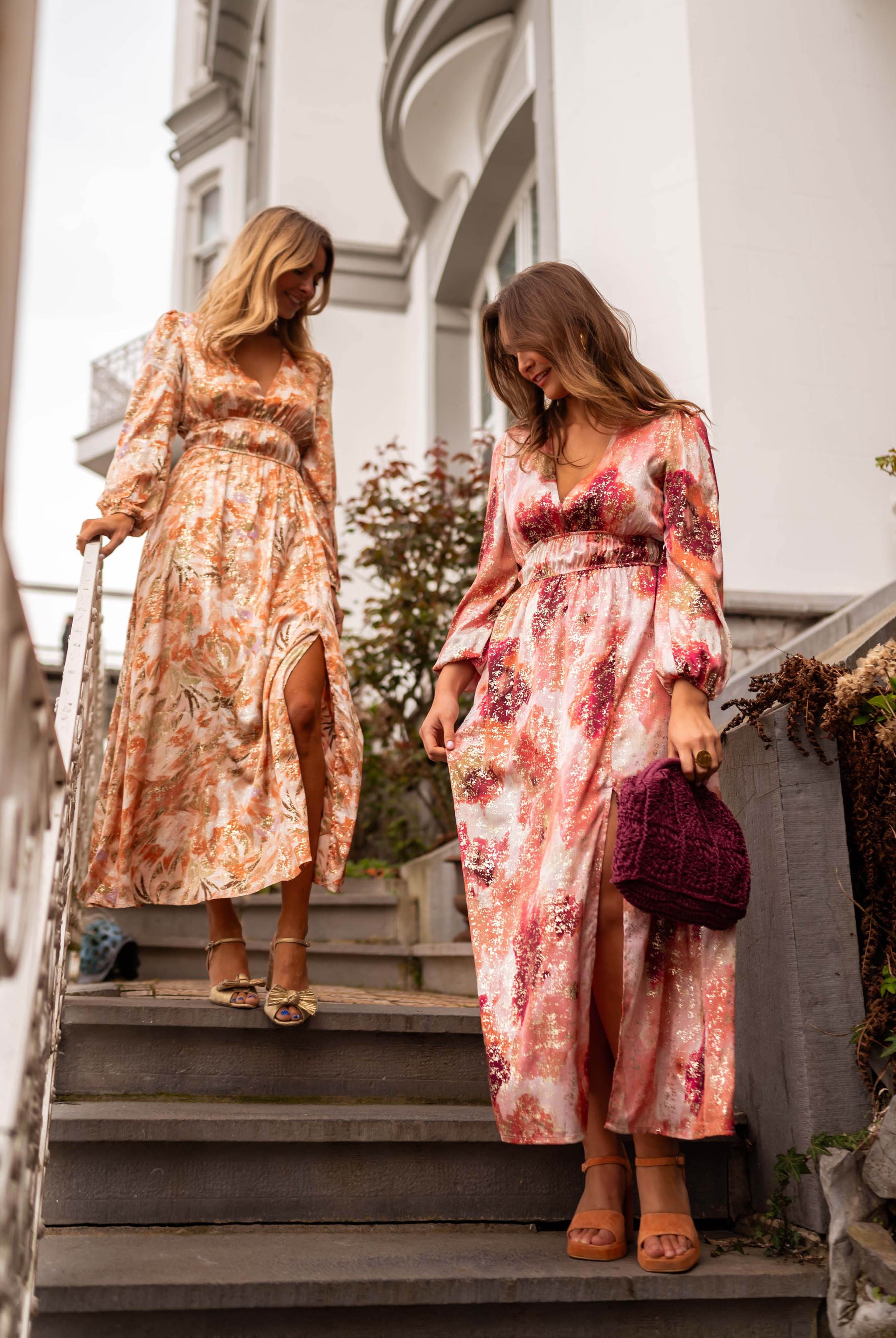 Pink and Orange Sylva Maxi Dress