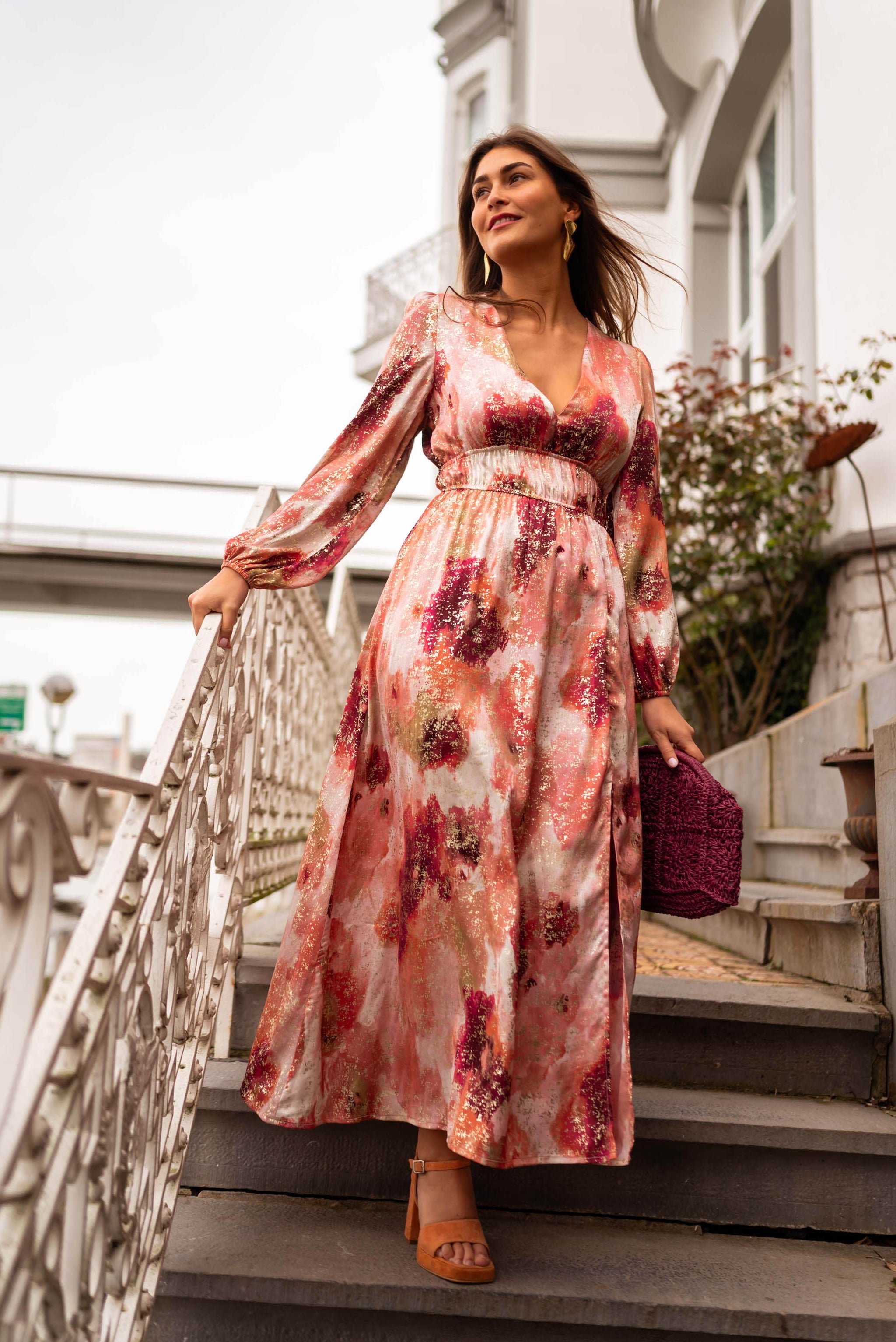 Pink and Orange Sylva Maxi Dress