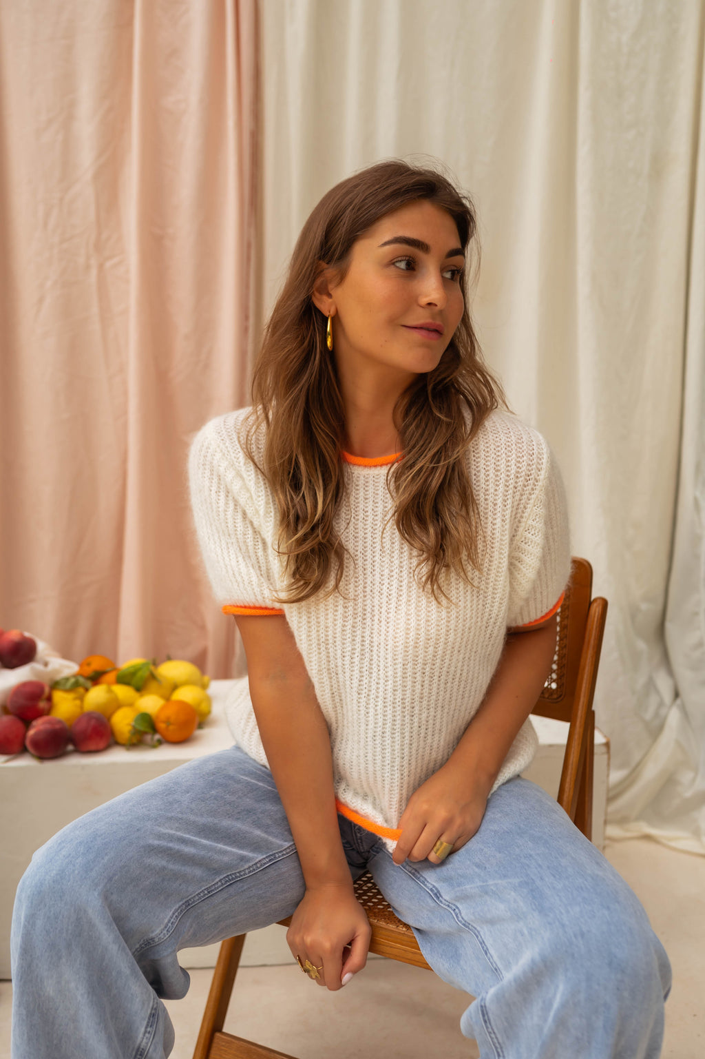 Ecru and Orange Ricky Sweater | Easy Clothes North America