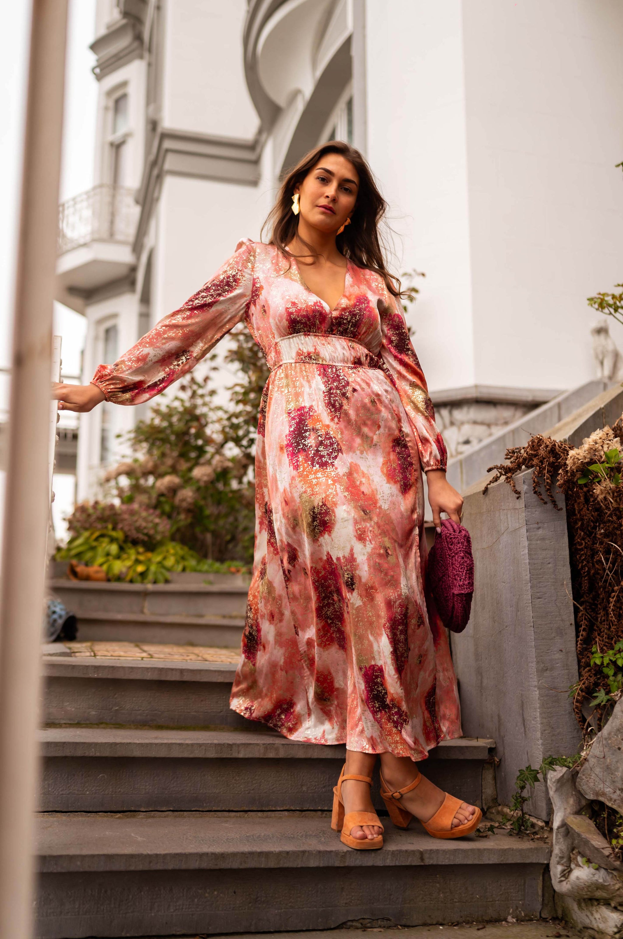 Pink and Orange Sylva Maxi Dress