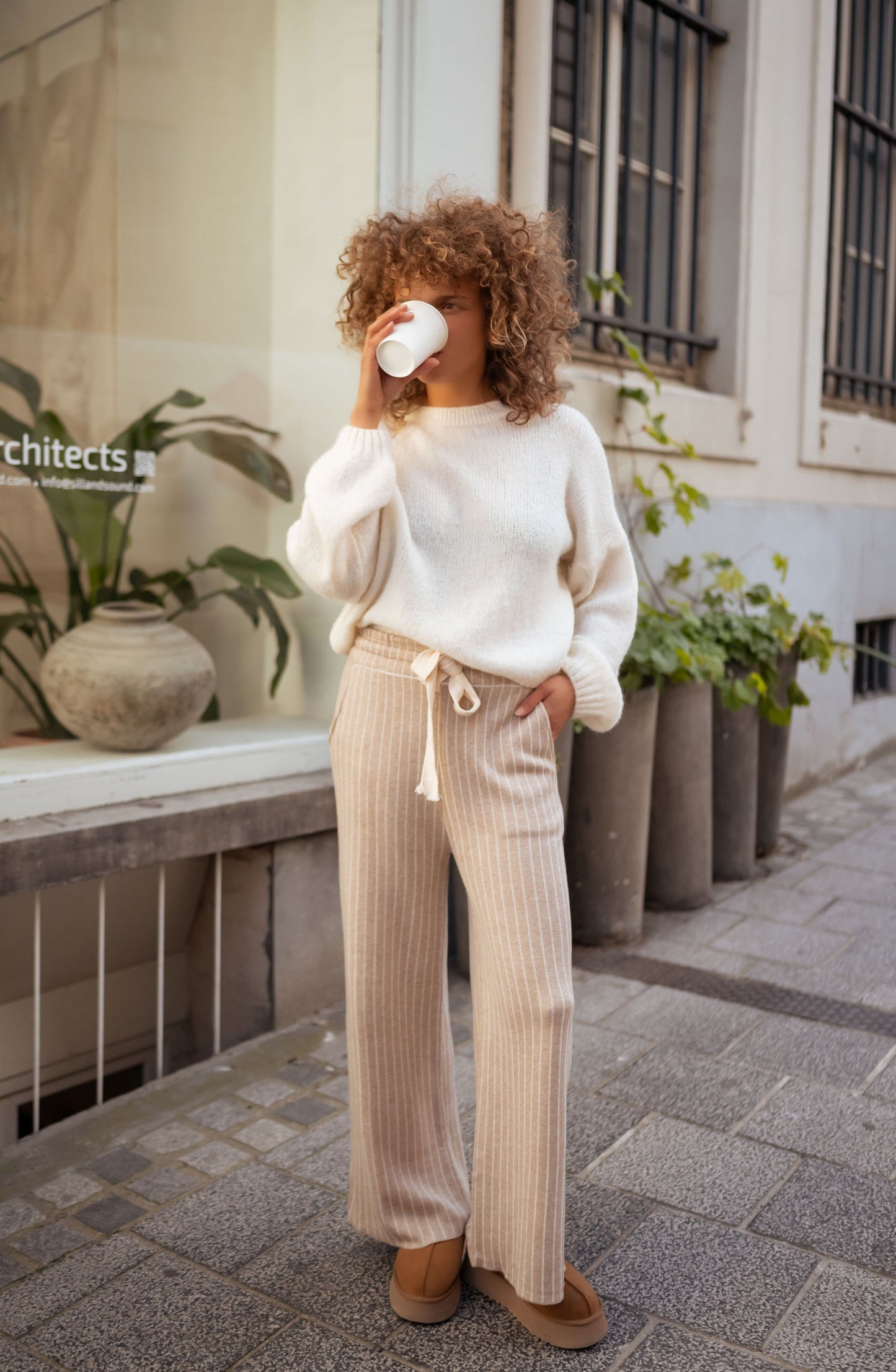 Beige Lena Sweat Pants