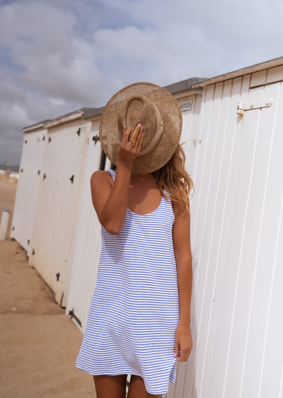 Blue and Ecru Striped Terry Lovy Dress