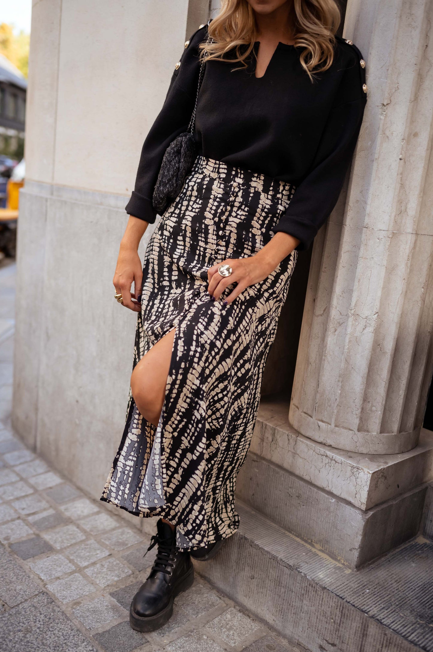 Ecru and Black Jesse Skirt