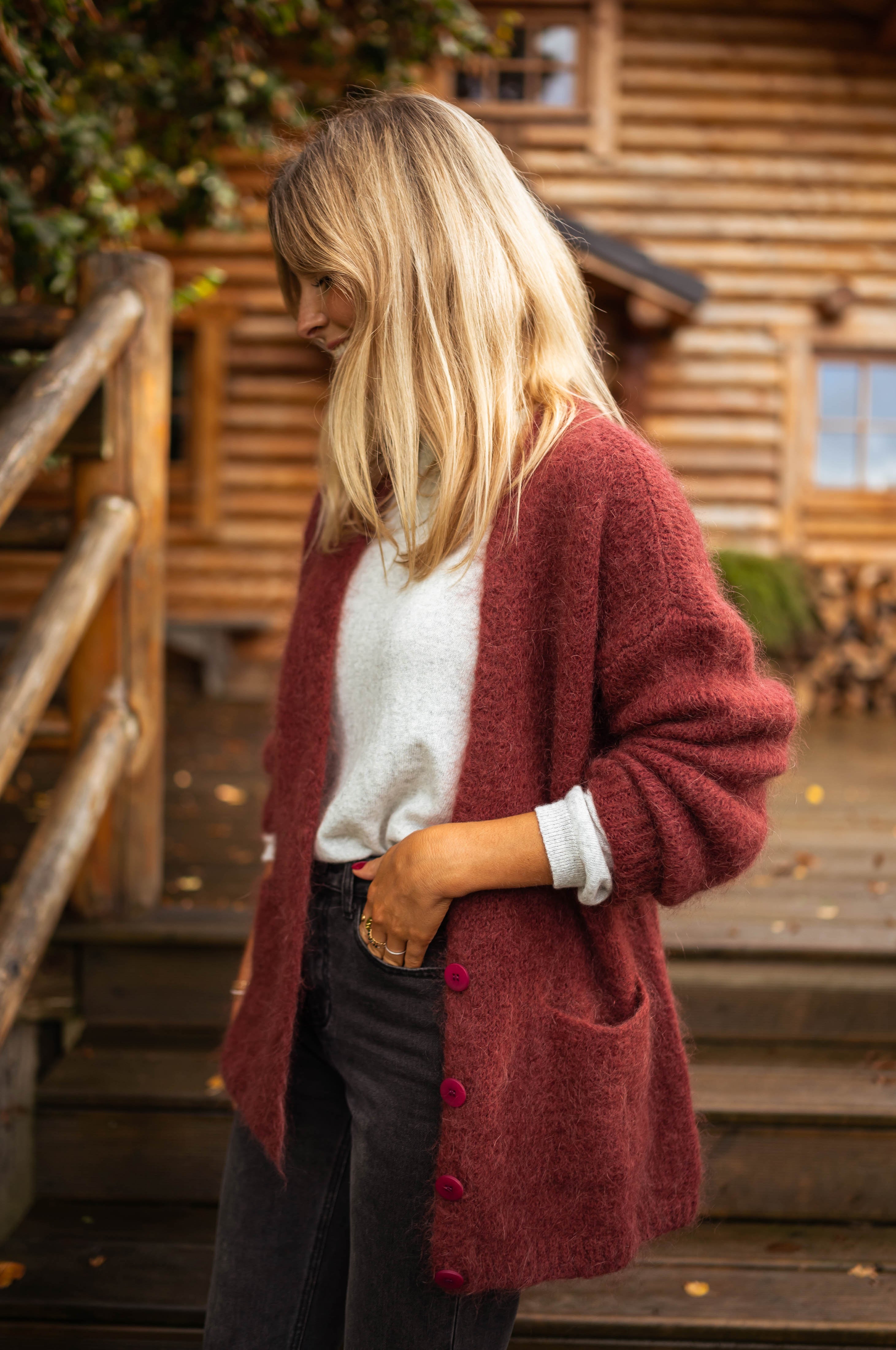 Burgundy open cardigan hotsell