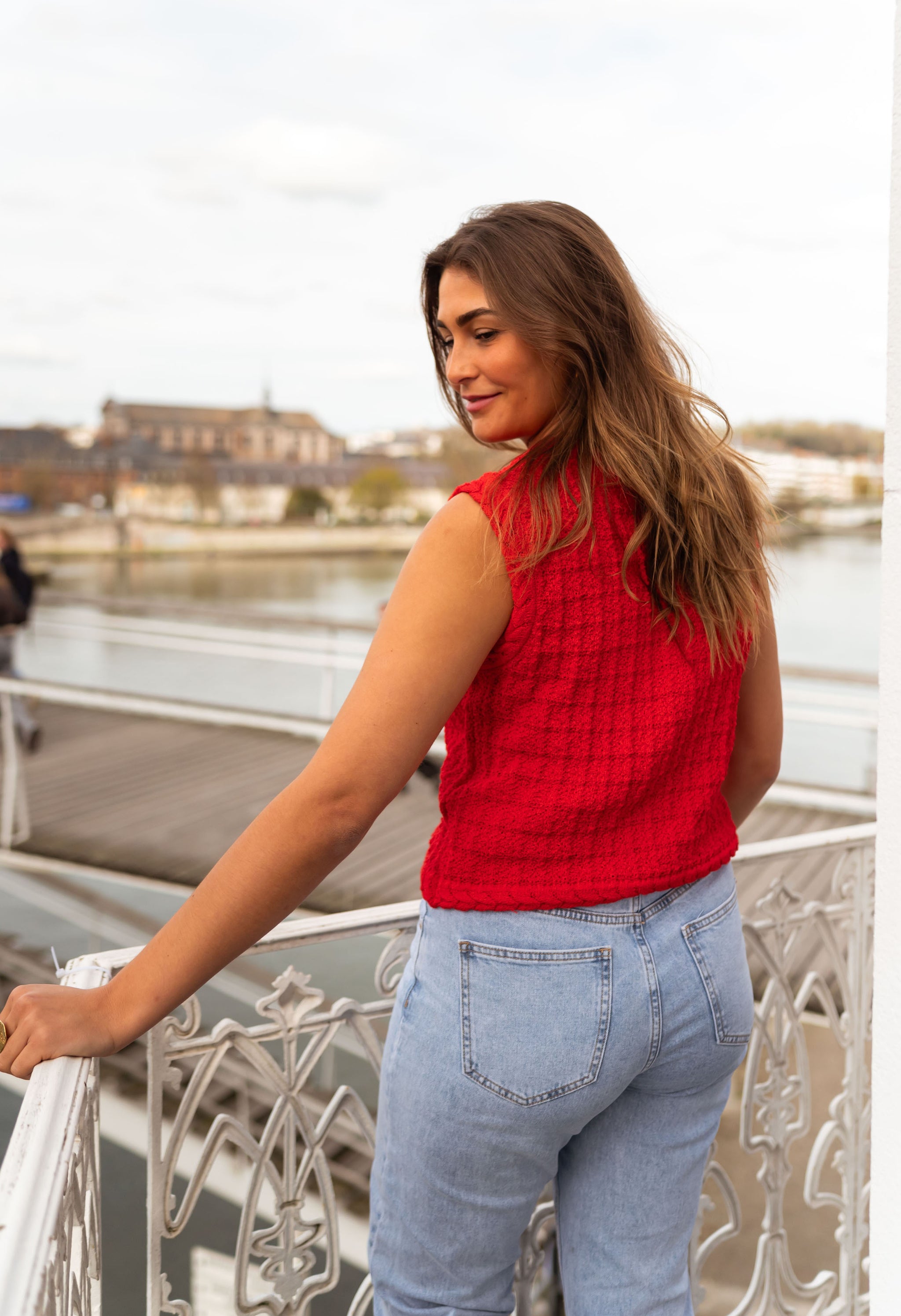 Red Blake Sleeveless Cardigan