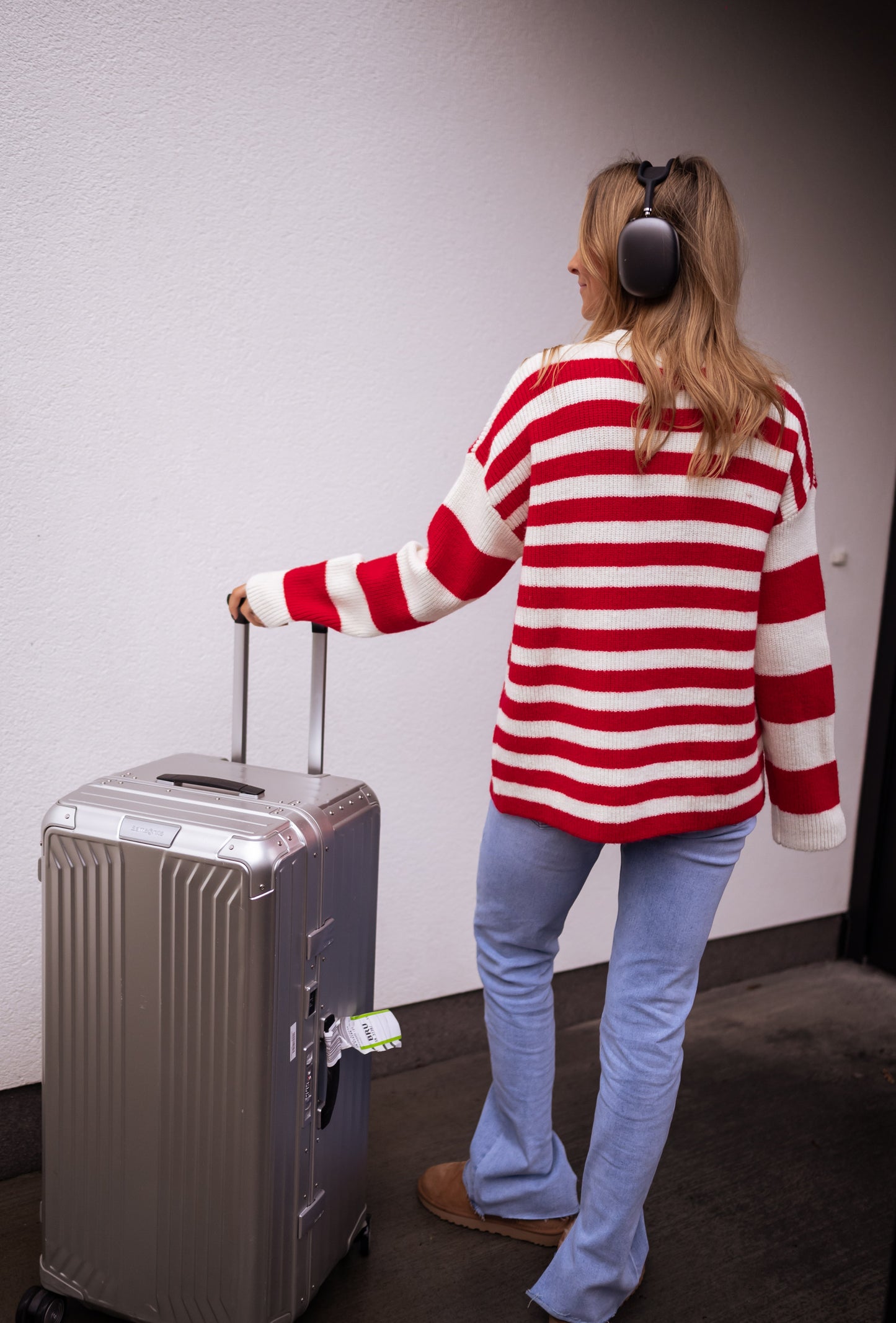 Ecru and Red Striped Larry Sweater