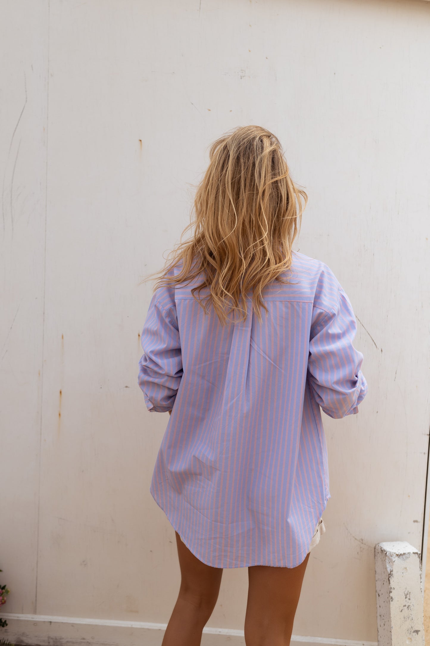 Blue and Peach Striped Erwan Shirt