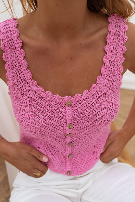 Pink Crochet Esther Top