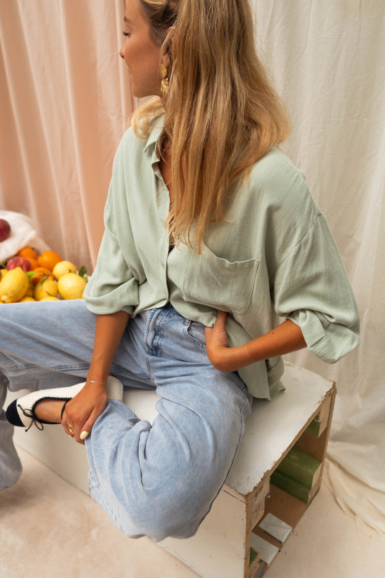 Sea Green Linen Blanca Shirt