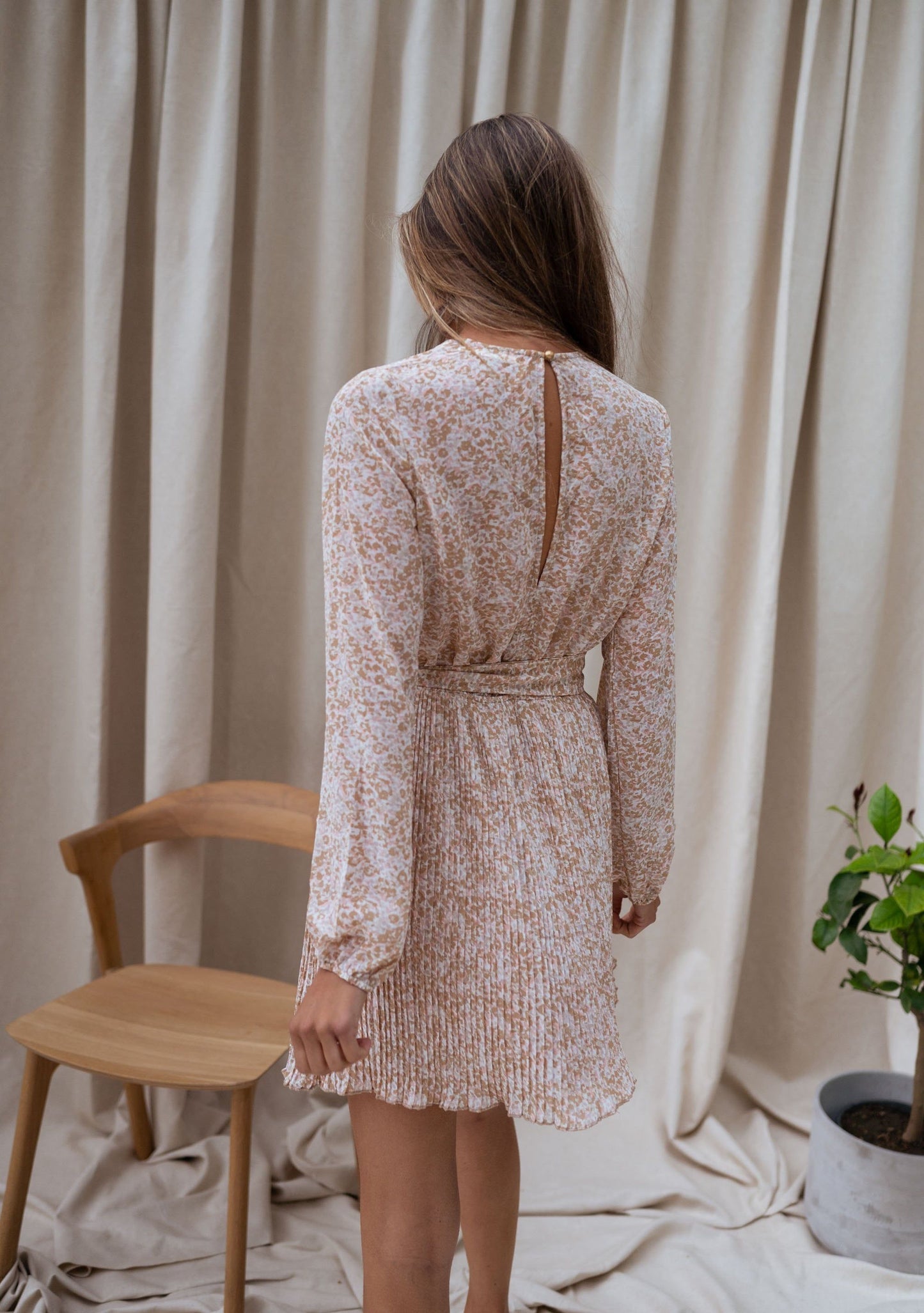 Beige Lisa Patterned Dress