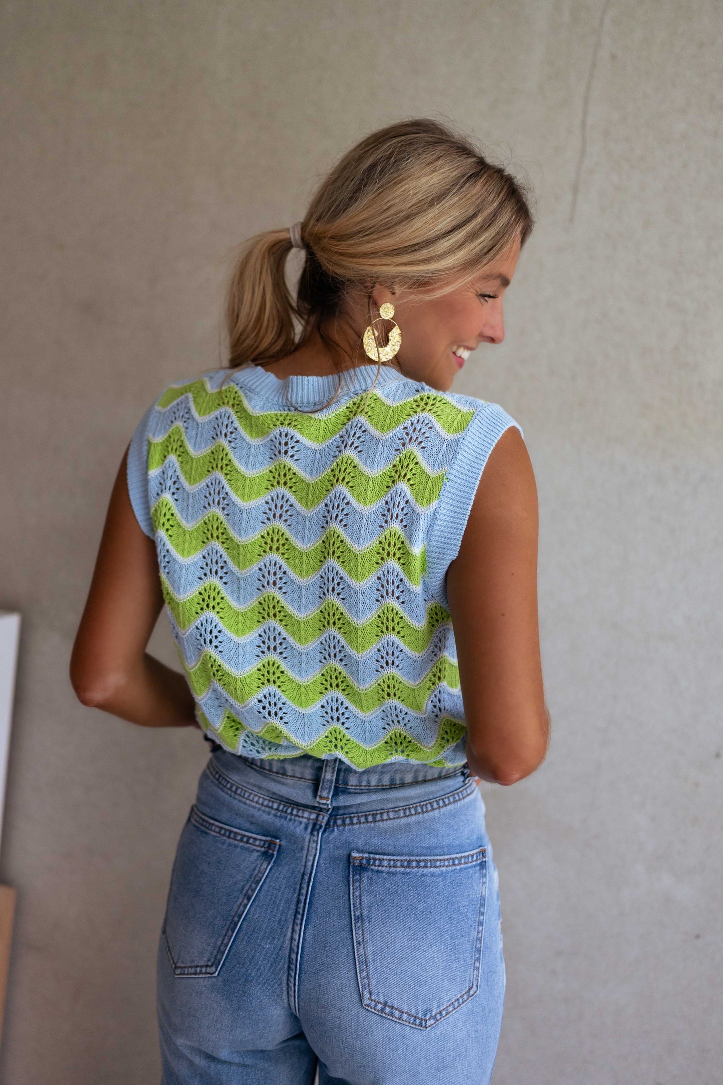 Green and Blue Crochet Stany Top