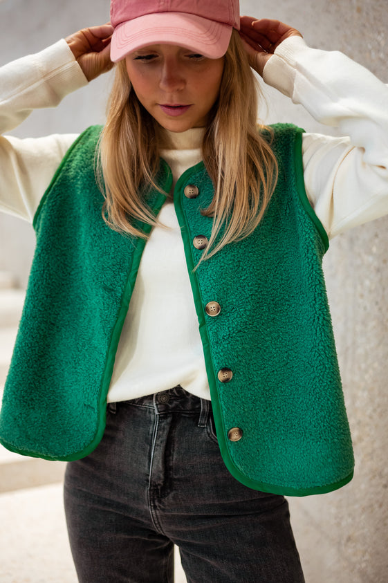 Green Jay Sleeveless Cardigan