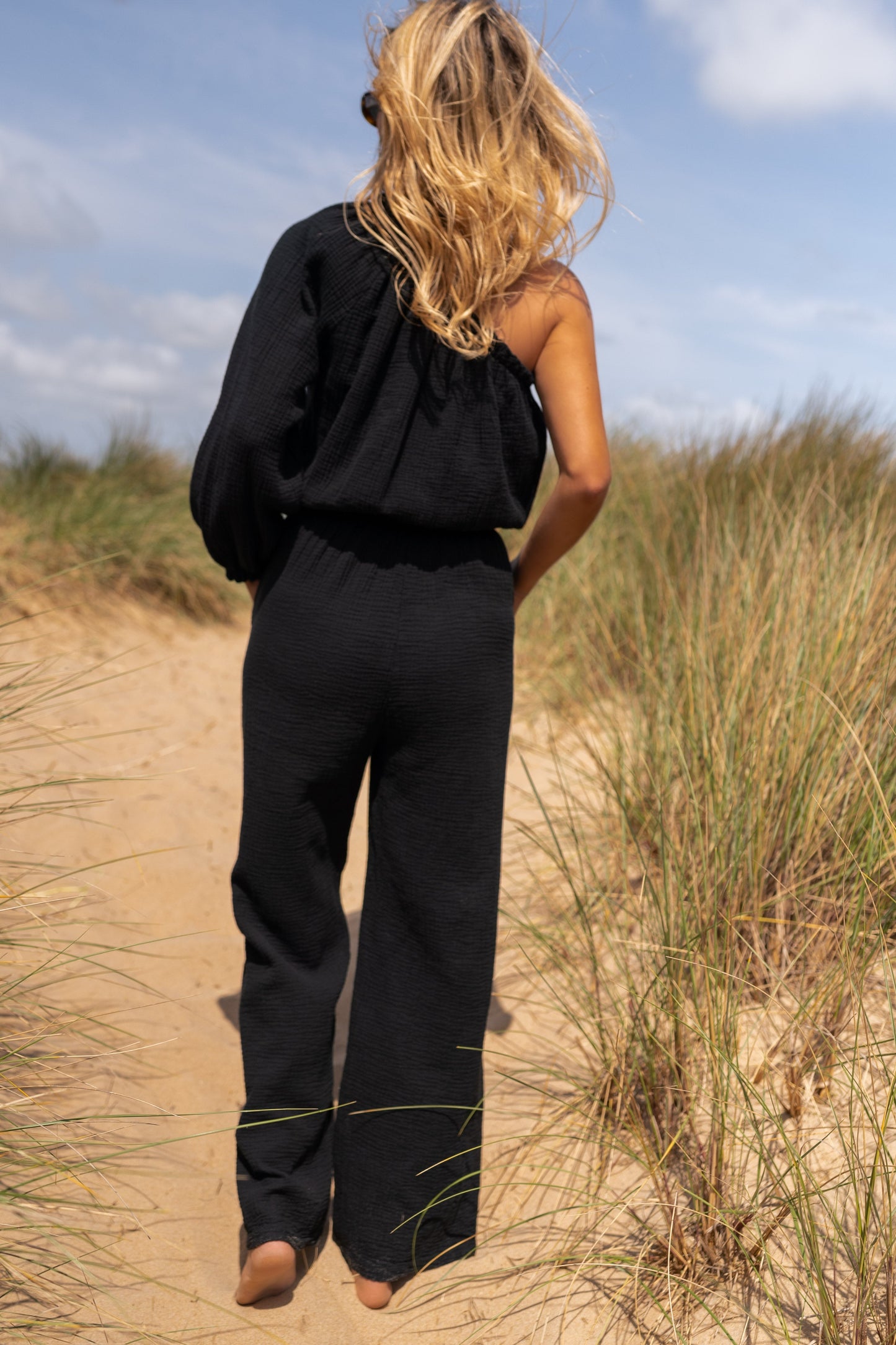 Black Amadeo Cotton Gauze Jumpsuit