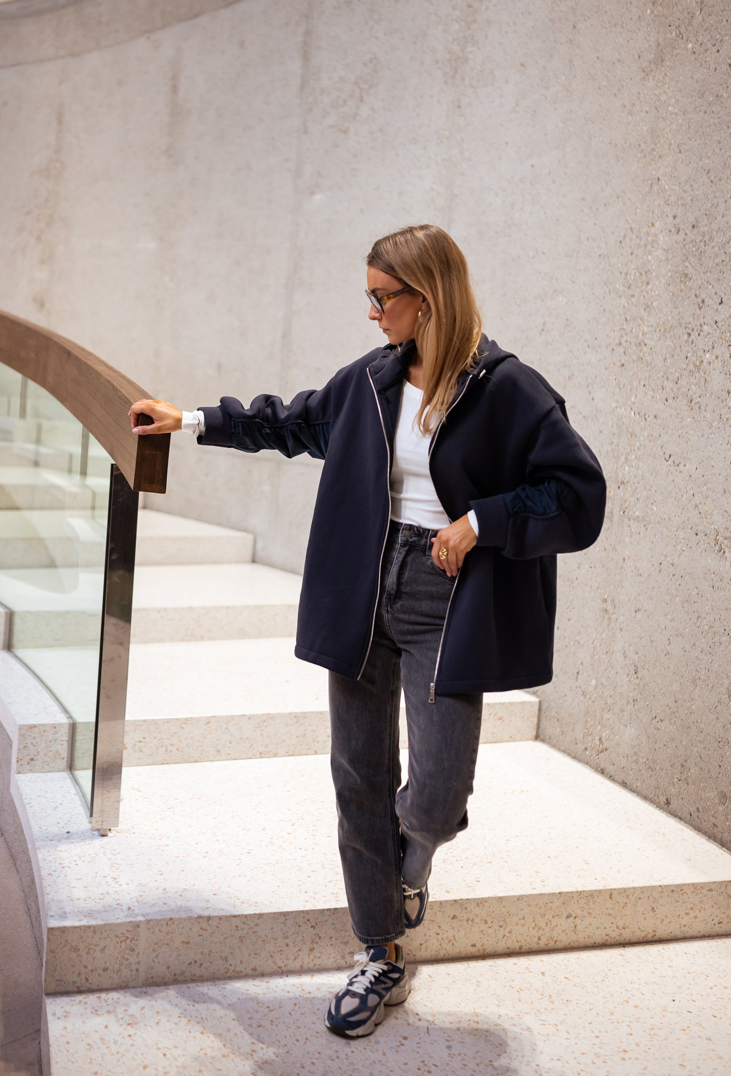 Blue Marza Cardigan With Hoodie