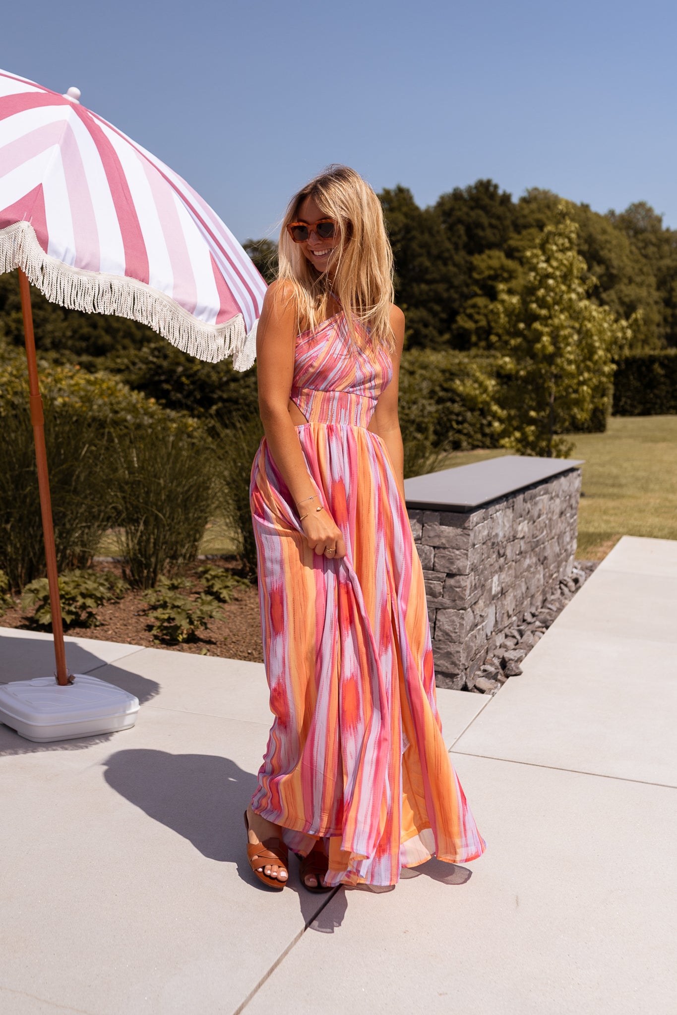 Orange and Pink Emylia Maxi Dress