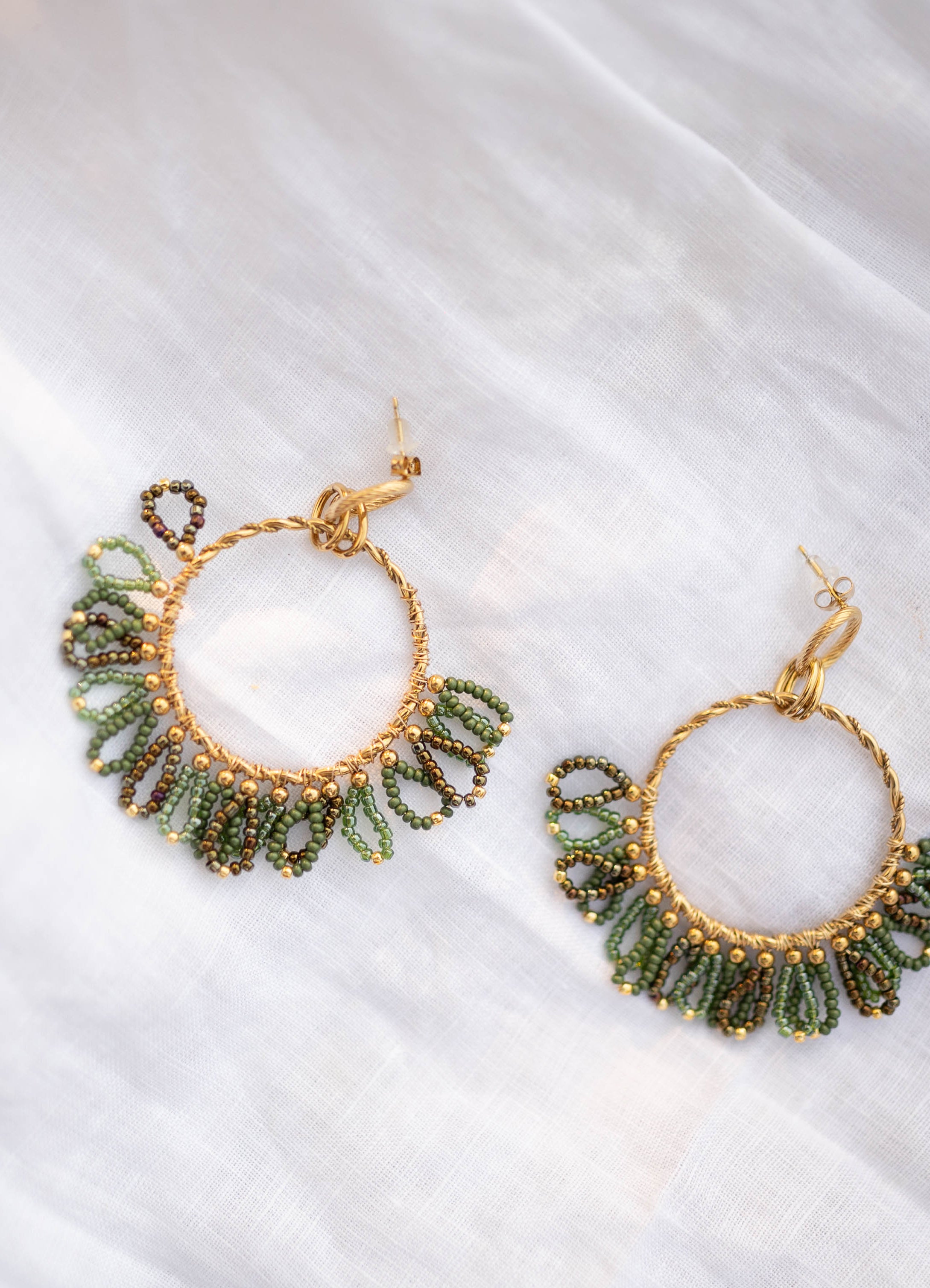 Green and Golden Brien Earrings