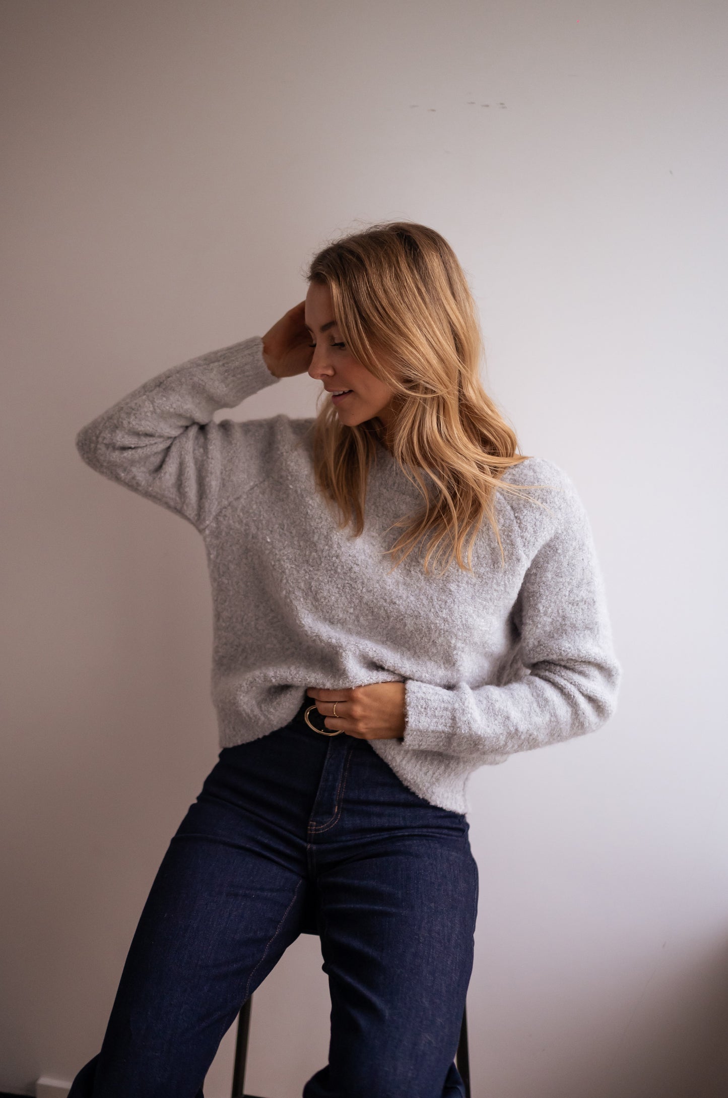 Grey Lais Sweater with Black Bow