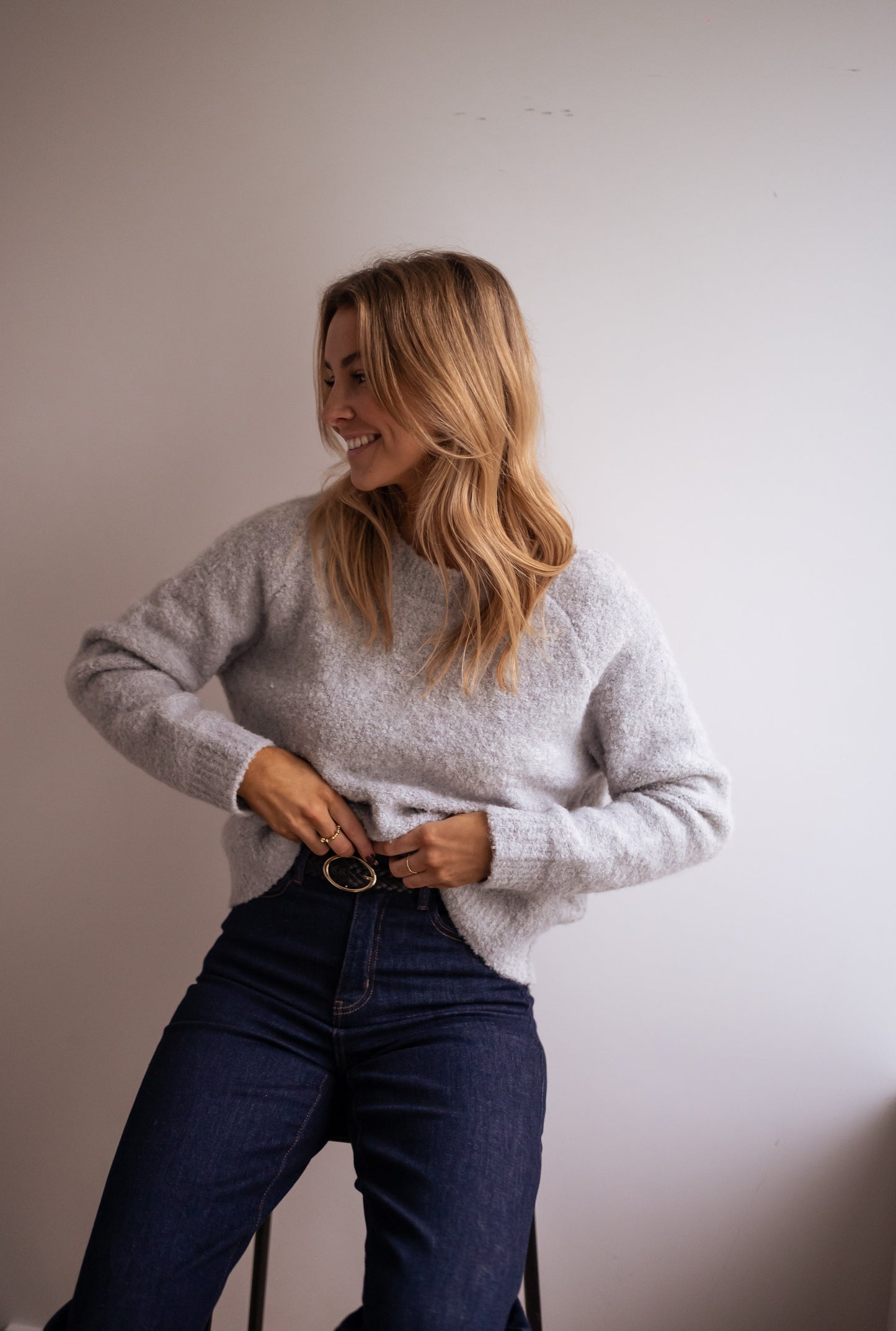 Grey Lais Sweater with Black Bow