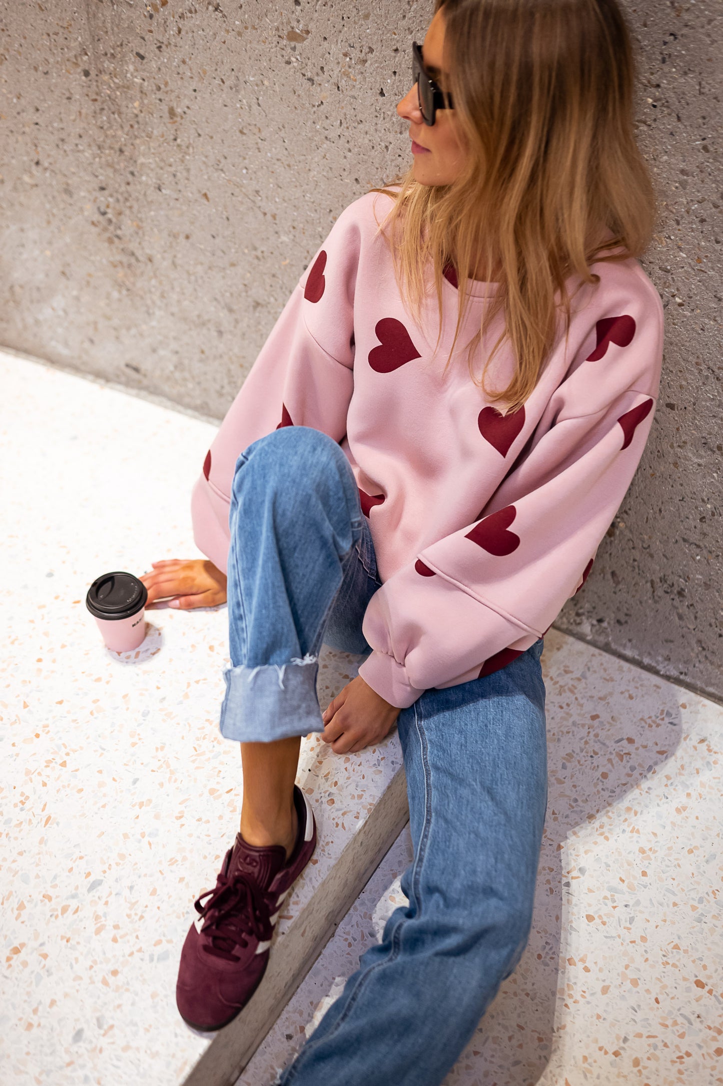 Pink Fiona Sweater with Hearts