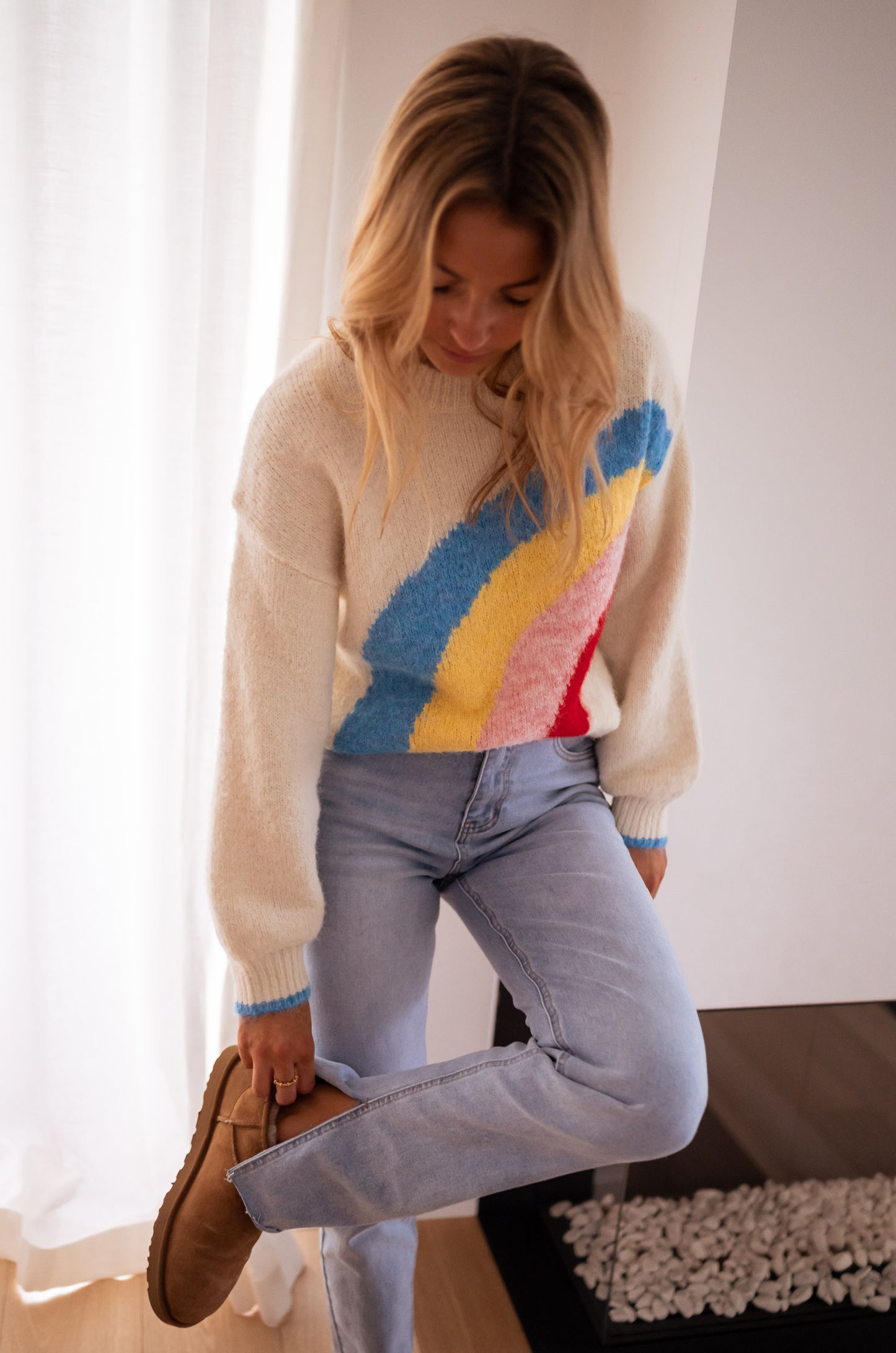 Ecru Rainbow Sweater