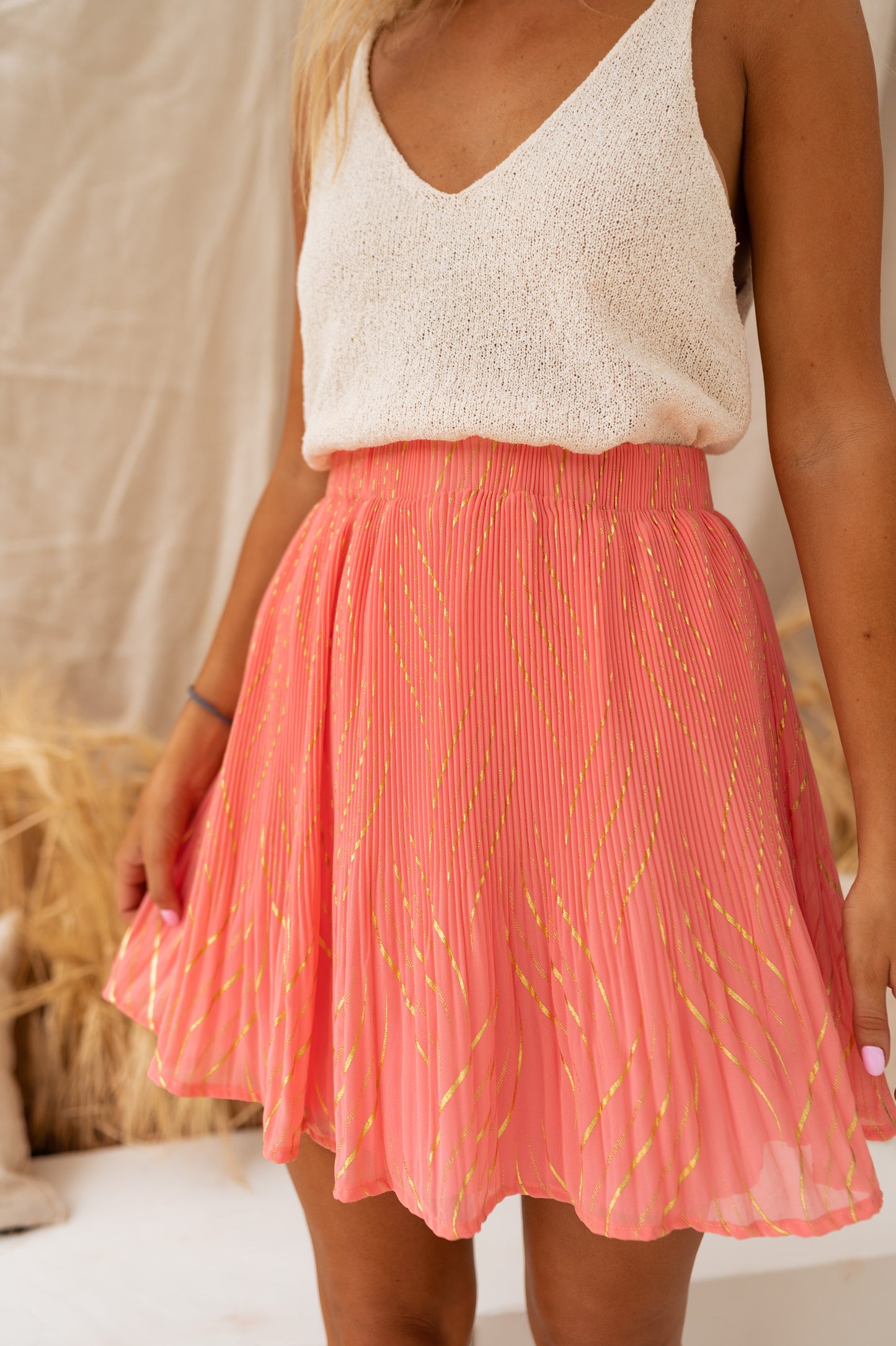 Coral and Golden Daffy Skirt