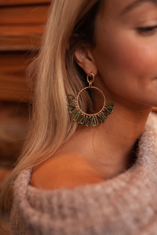 Green and Golden Brien Earrings