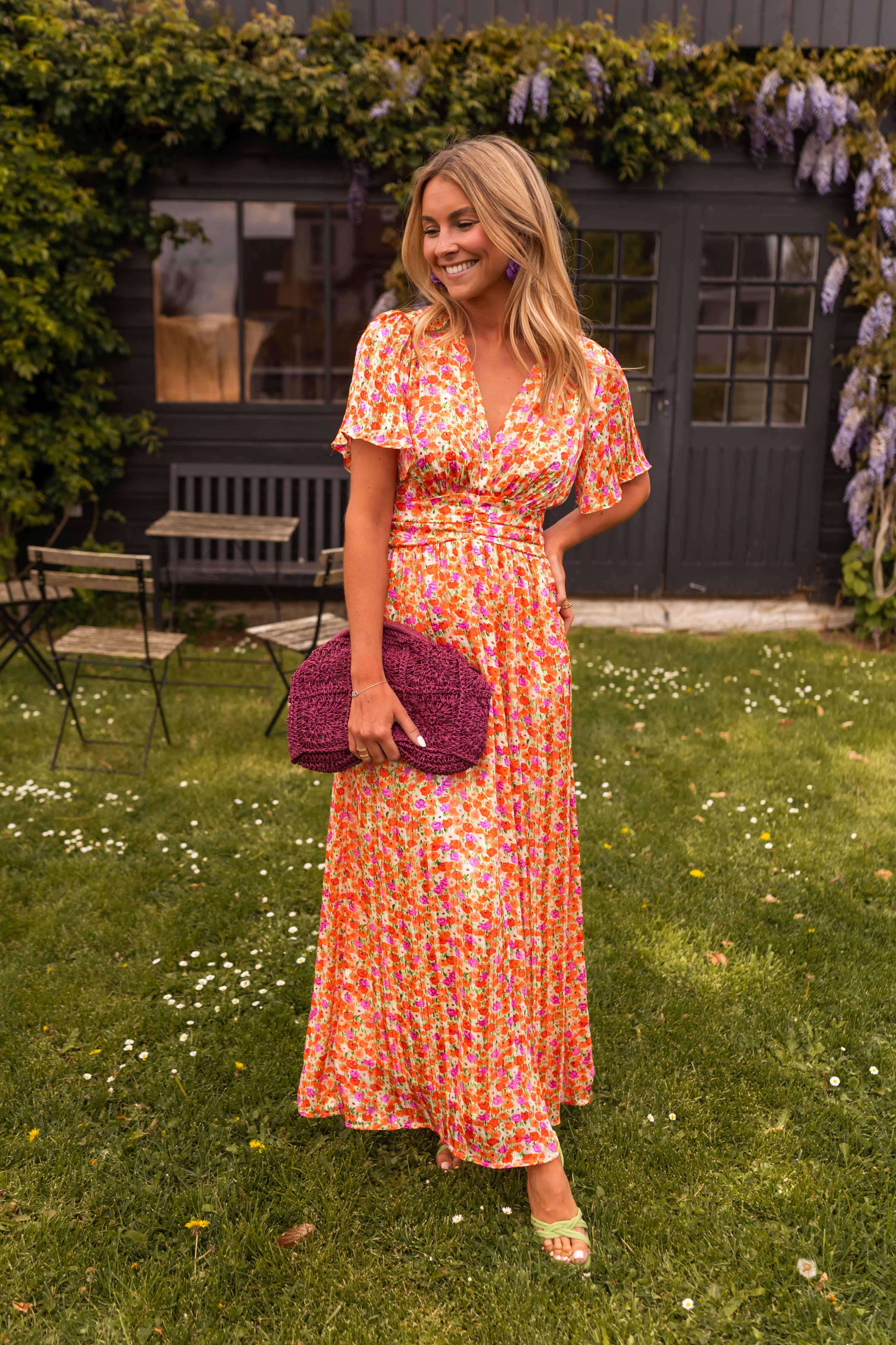 Orange Floral Shilow Dress