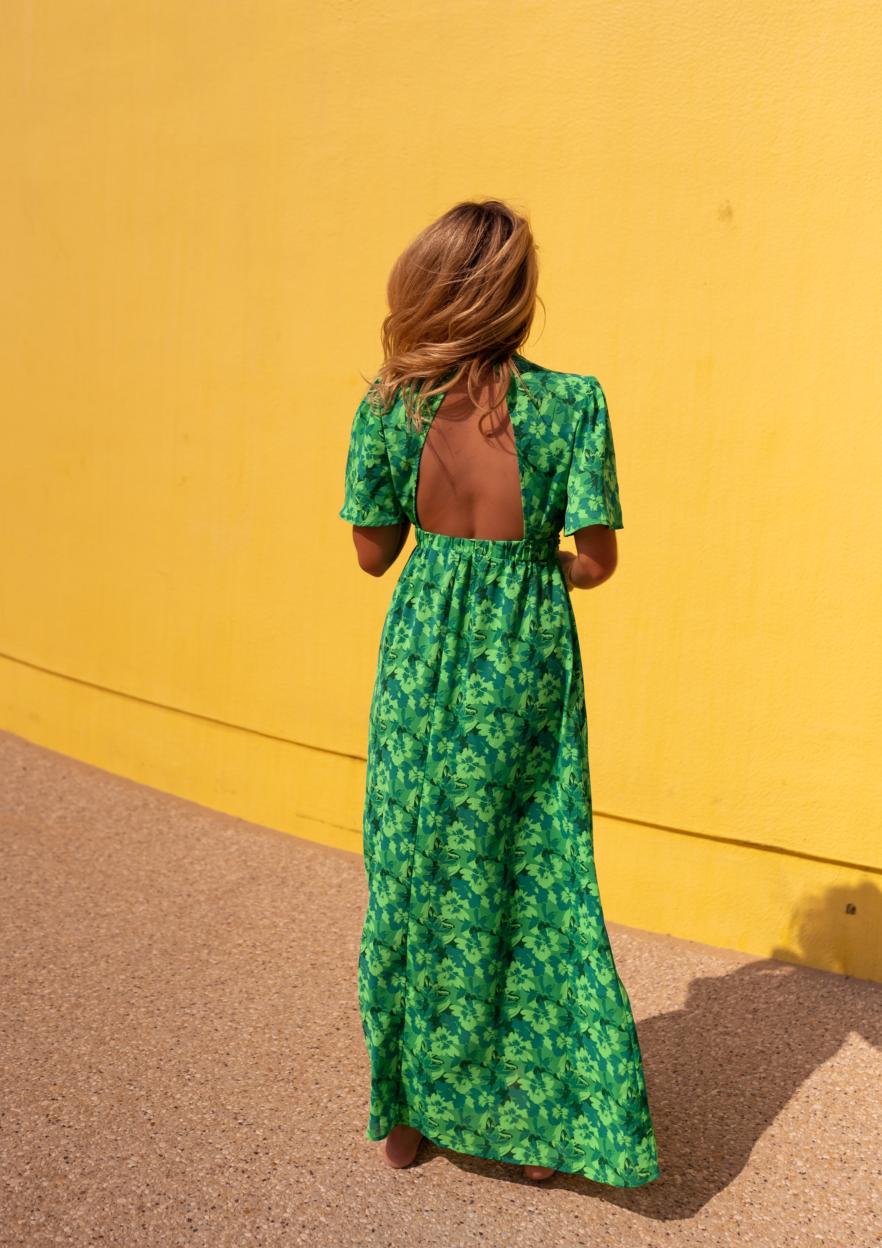 Green patterned dress best sale