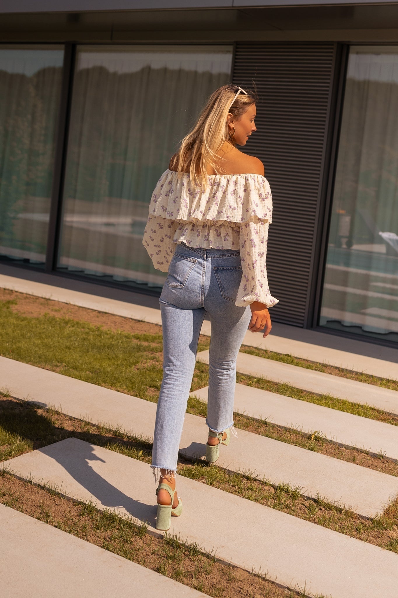 Beige and Mauve Floral Paola Blouse