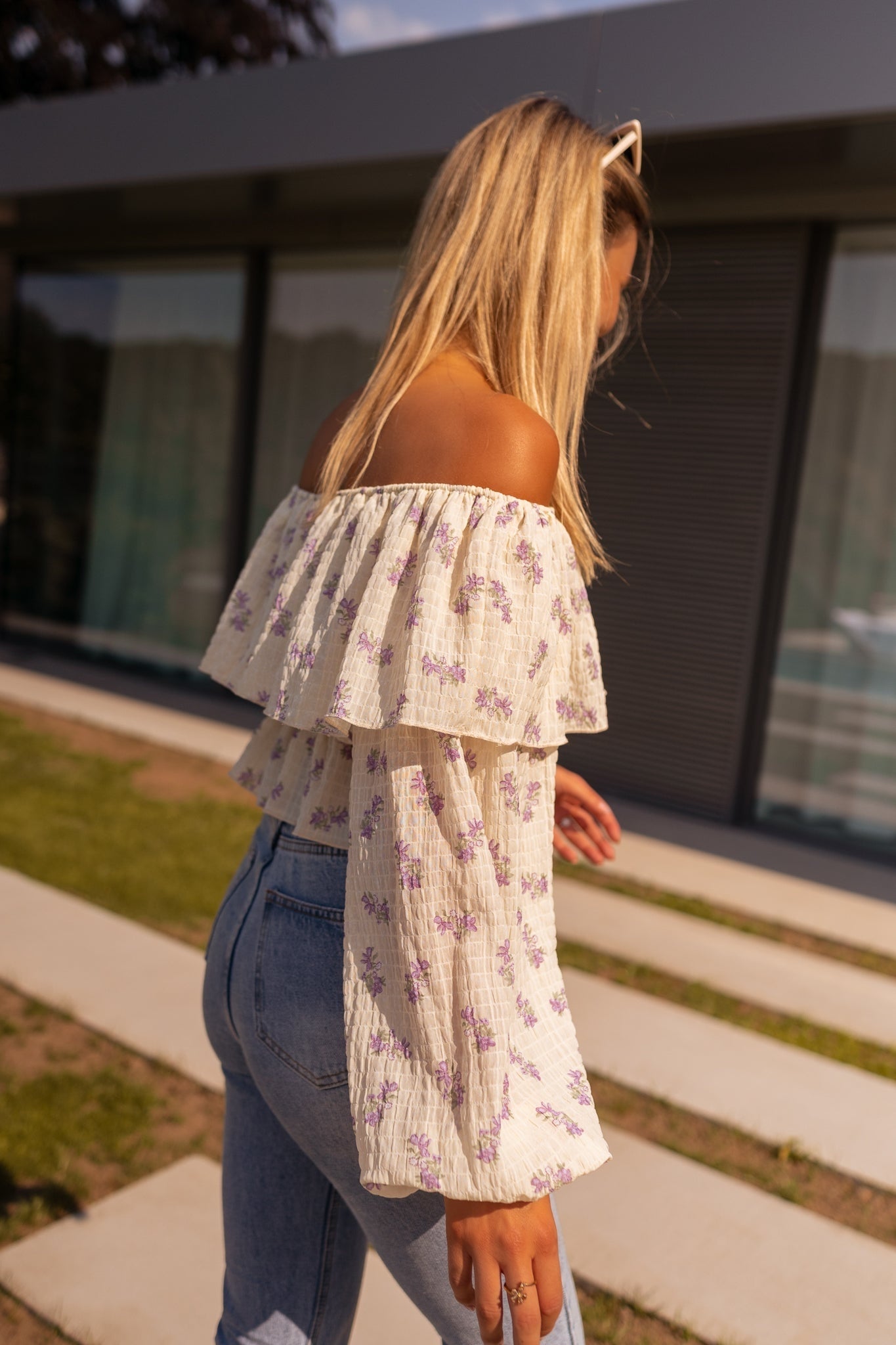 Beige and Mauve Floral Paola Blouse