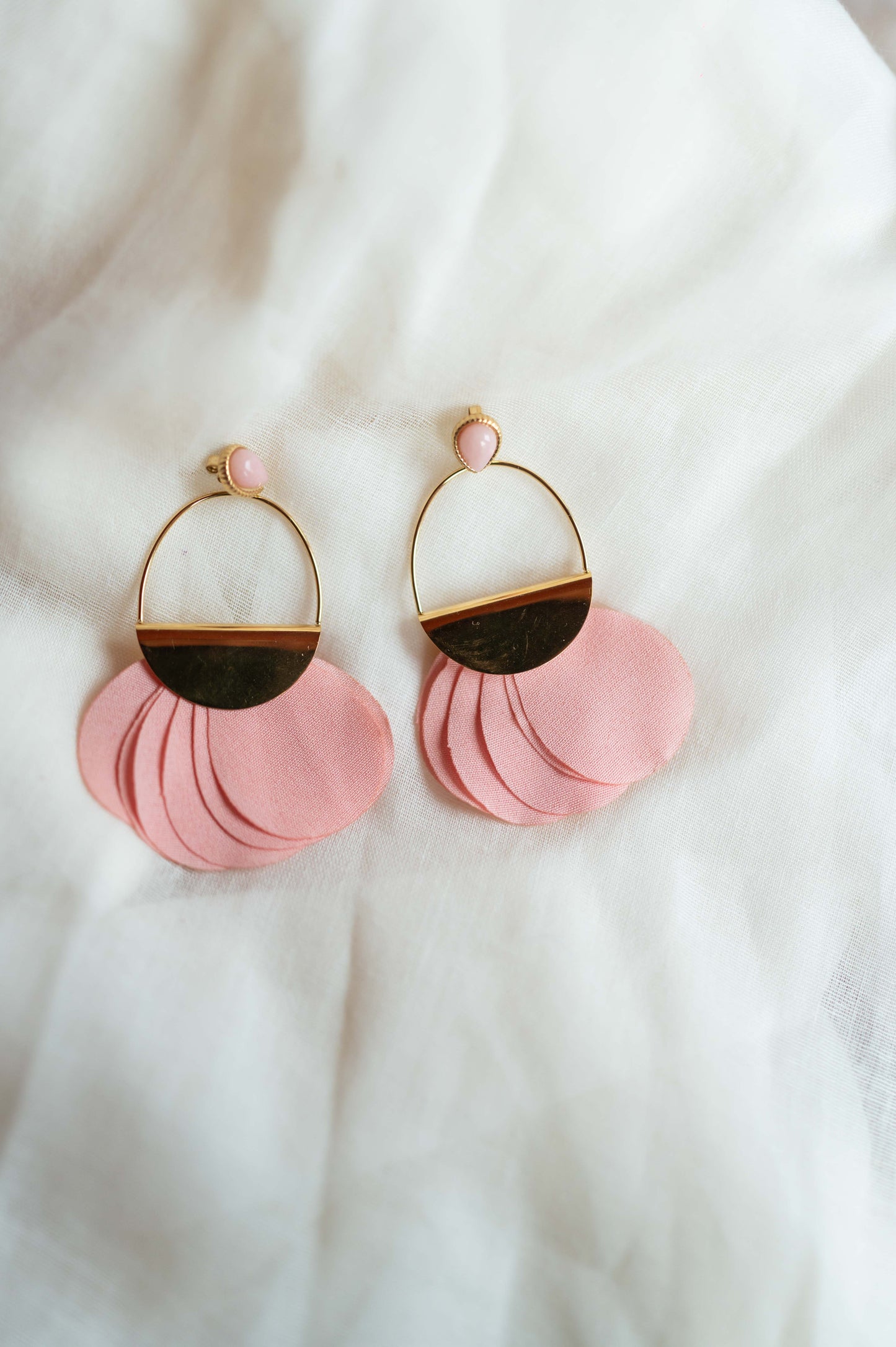 Pink and Golden Molie Earrings
