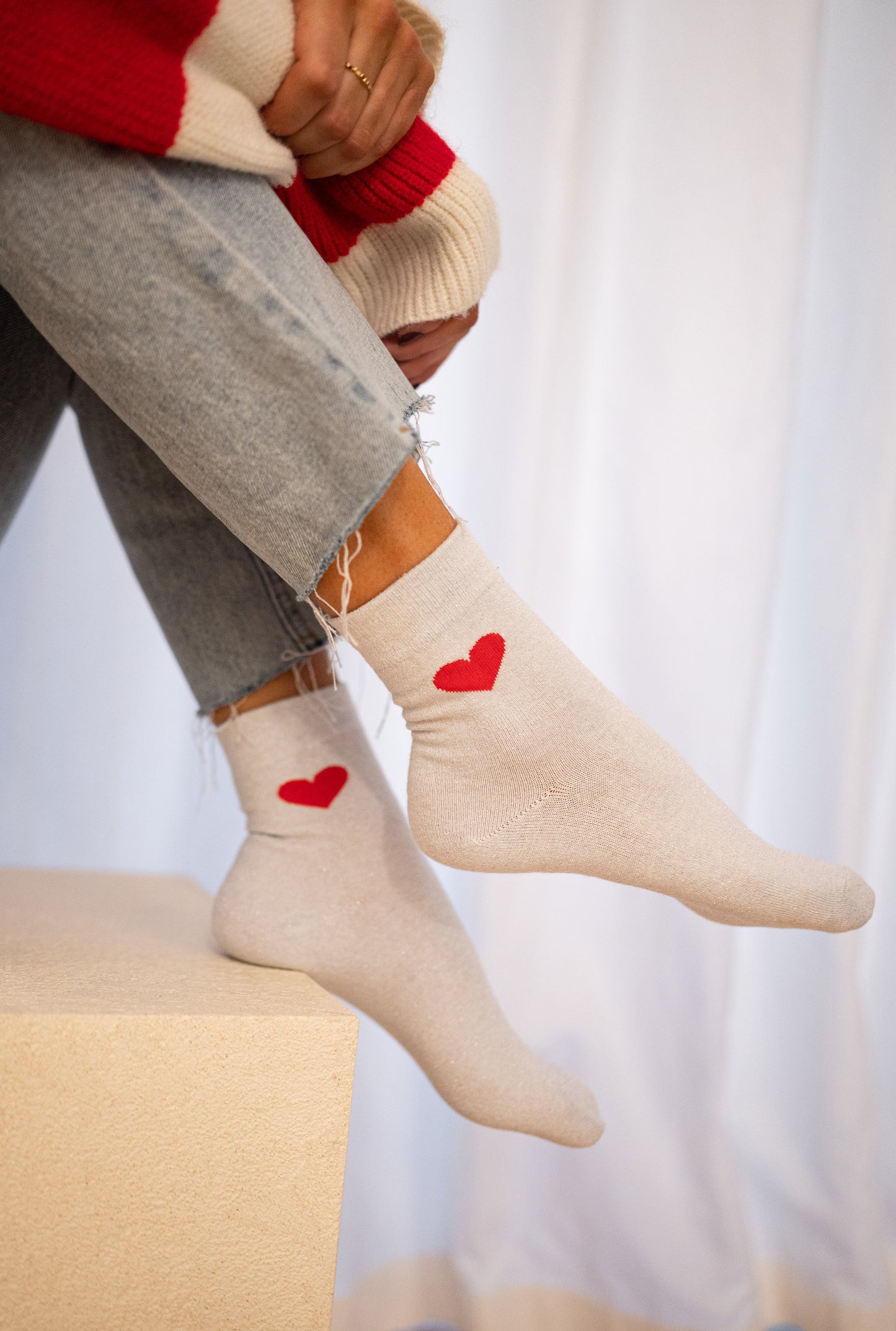 Silvery Heart Socks