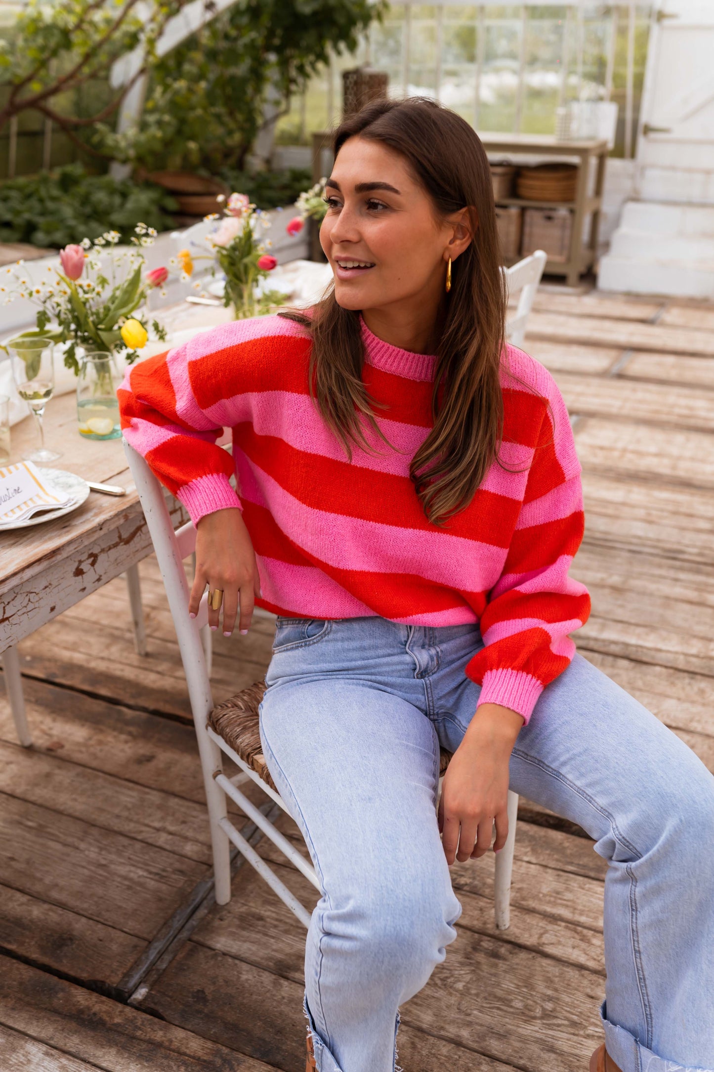 Striped Sabrina Sweater