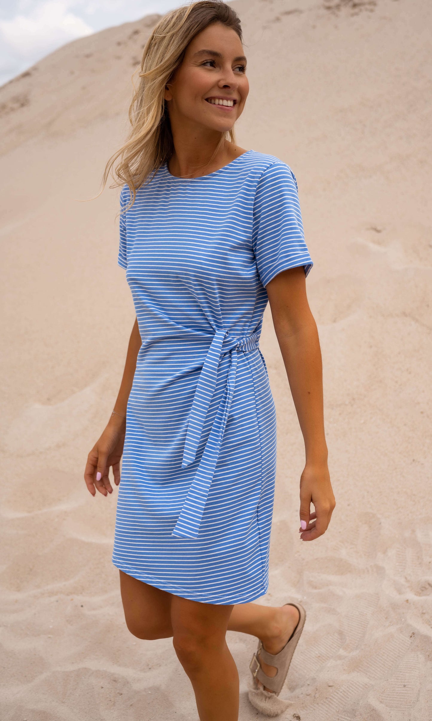 Blue and White Striped Floriane Dress