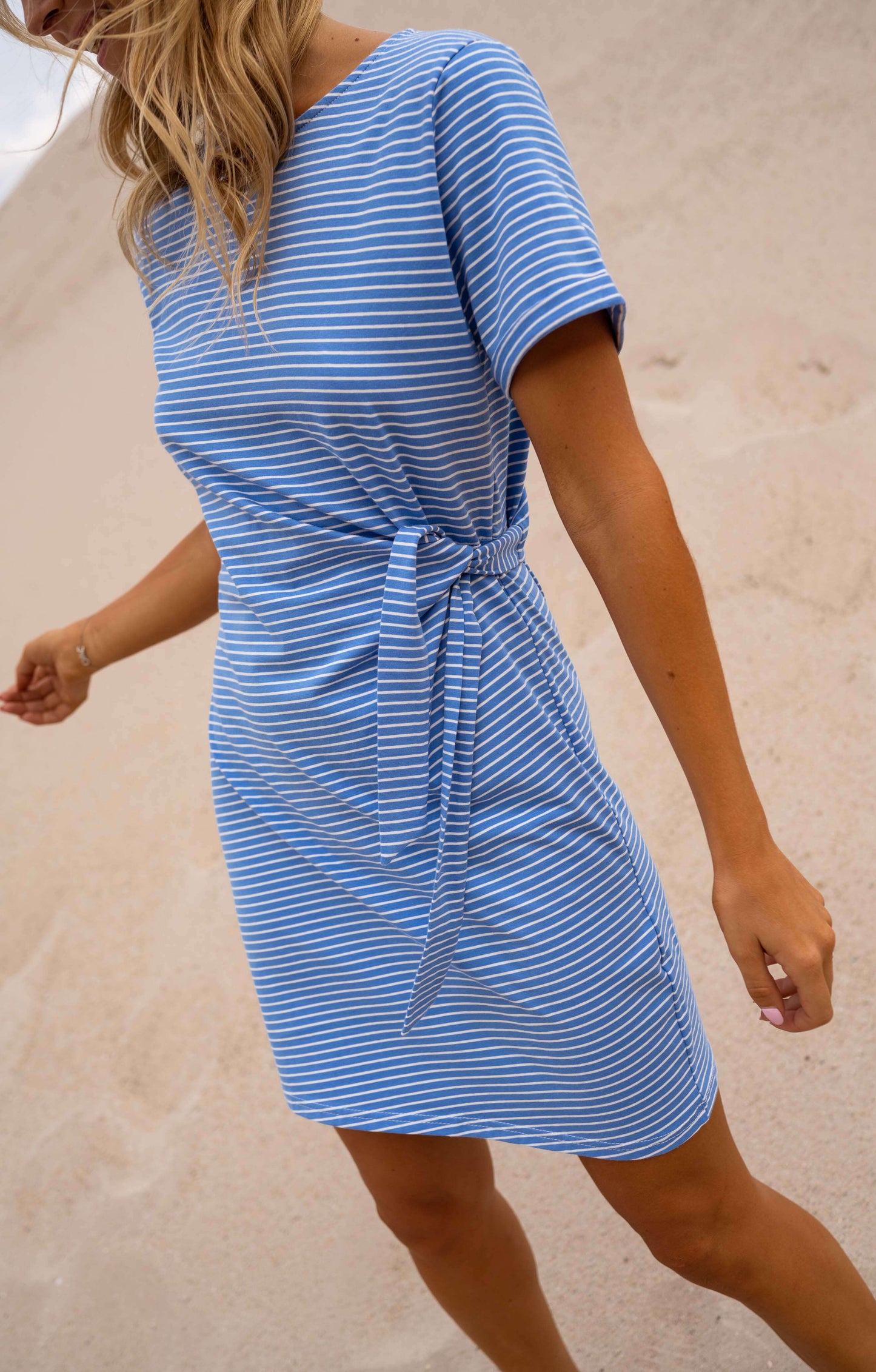 Blue and White Striped Floriane Dress