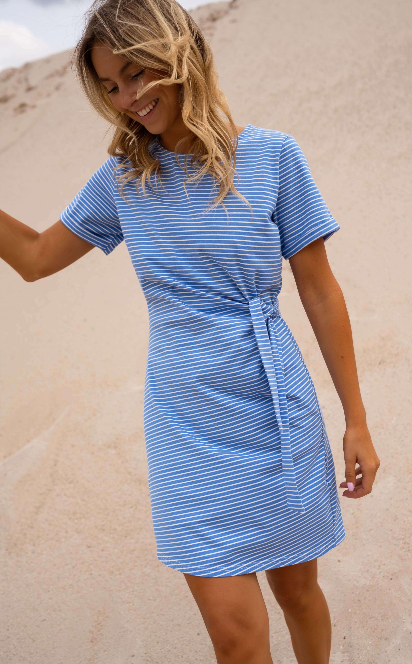 Blue and White Striped Floriane Dress