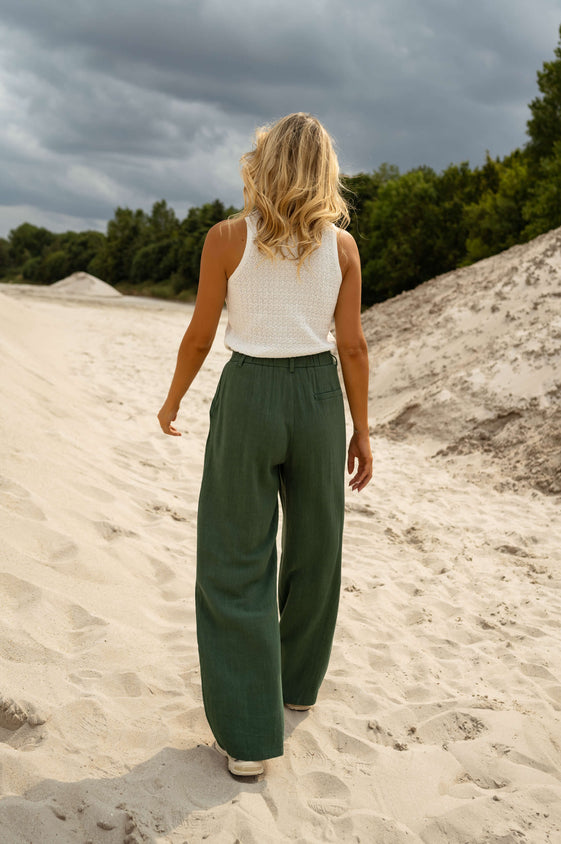 Dark Green Linen Joey Pants Dark Green Linen Joey Pants