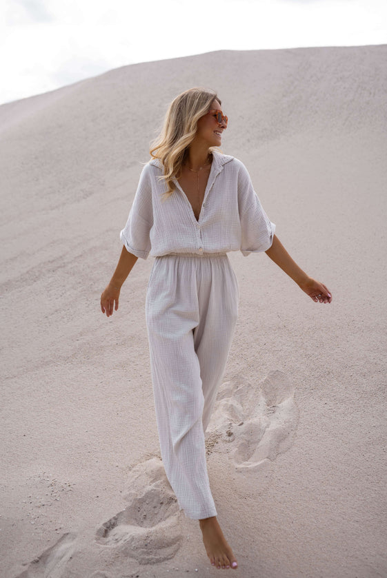 Beige Cotton-Gauze Toma Jumpsuit