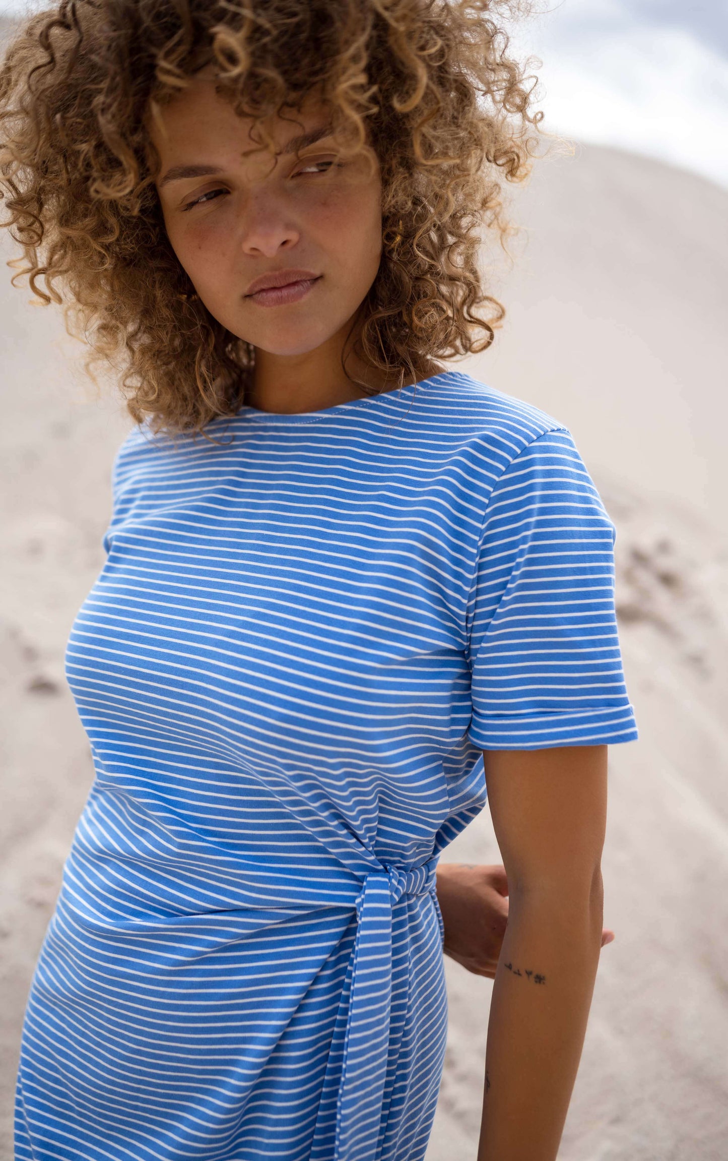 Blue and White Striped Floriane Dress