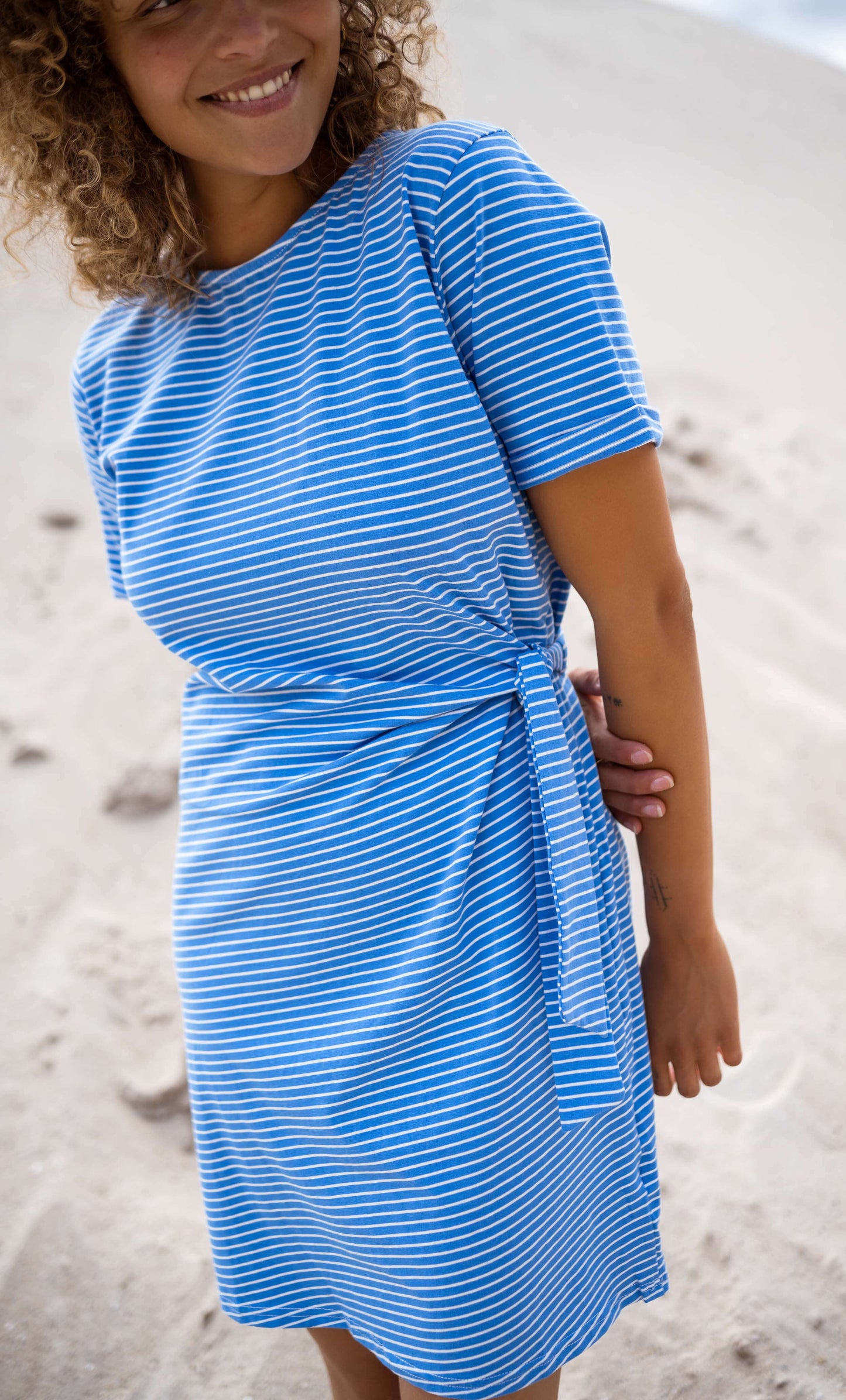 Blue and White Striped Floriane Dress