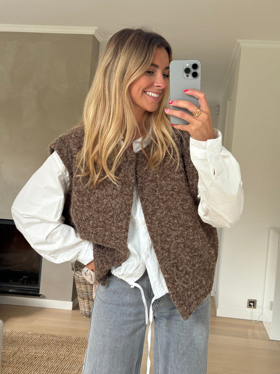 Chocolate Lander Sleeveless Cardigan