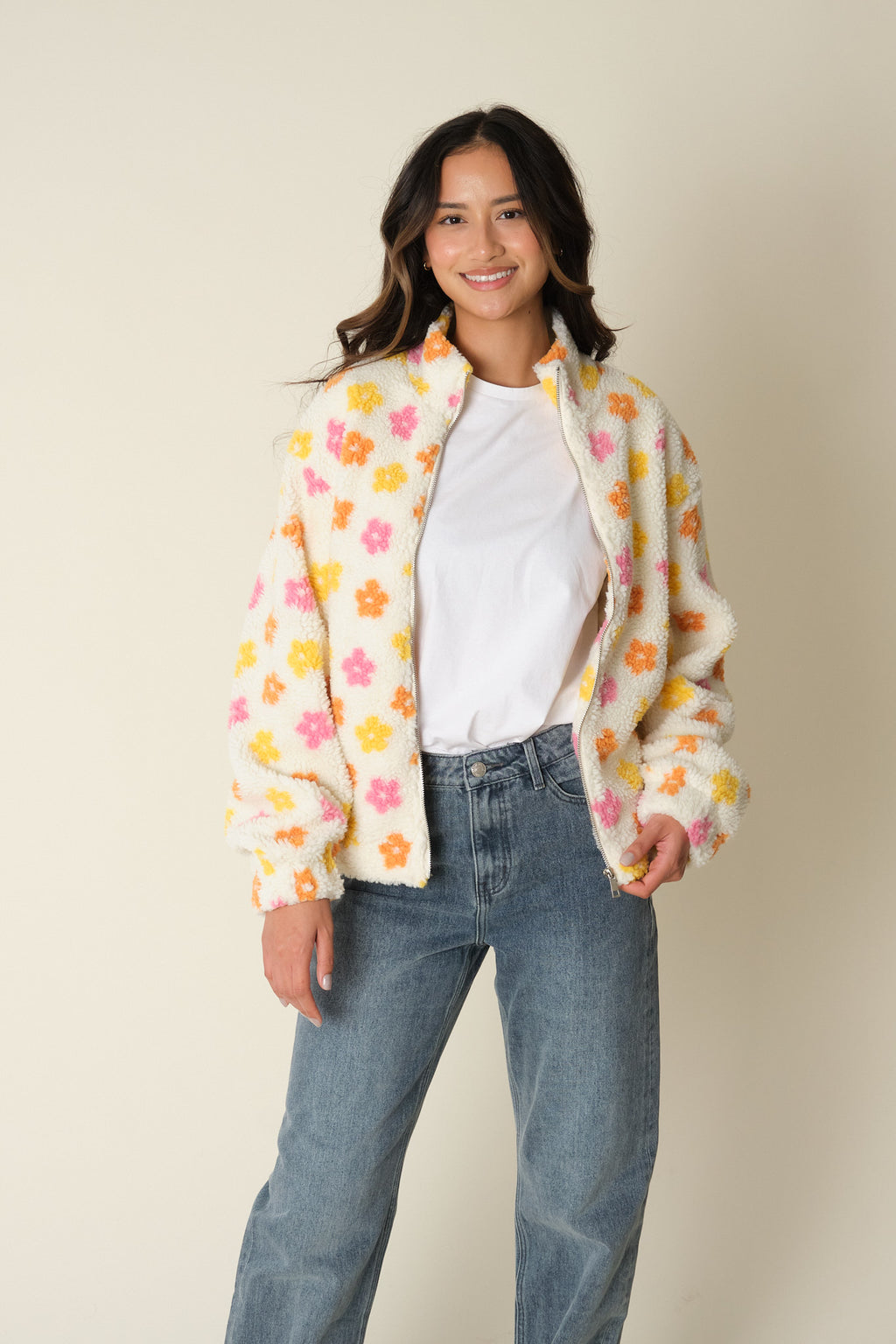 Ecru Floral Danilo Polar Fleece Jacket – Easy Clothes North America