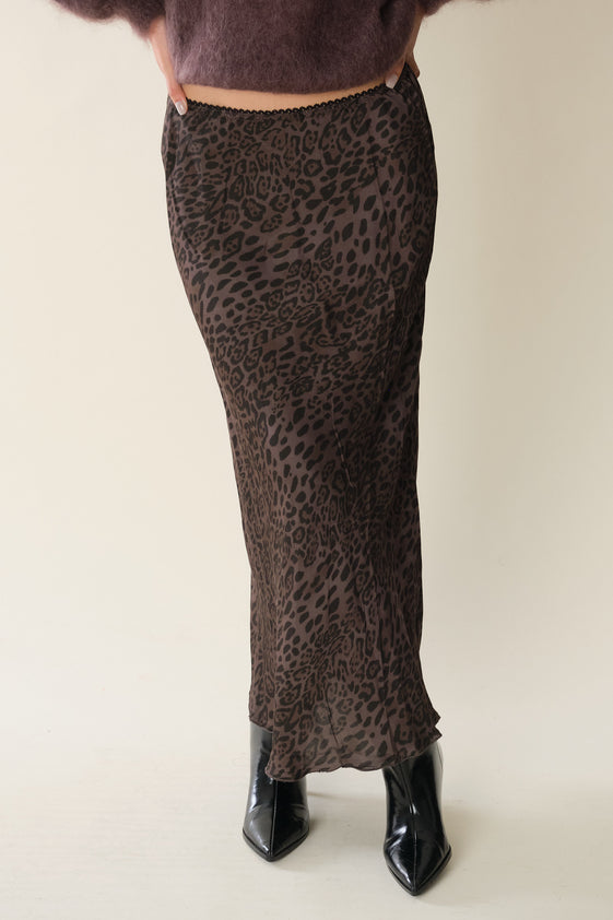 Chocolate and Black Leopard Ben Skirt