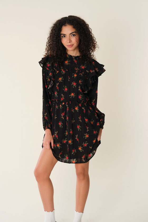 Black Floral Elane Dress